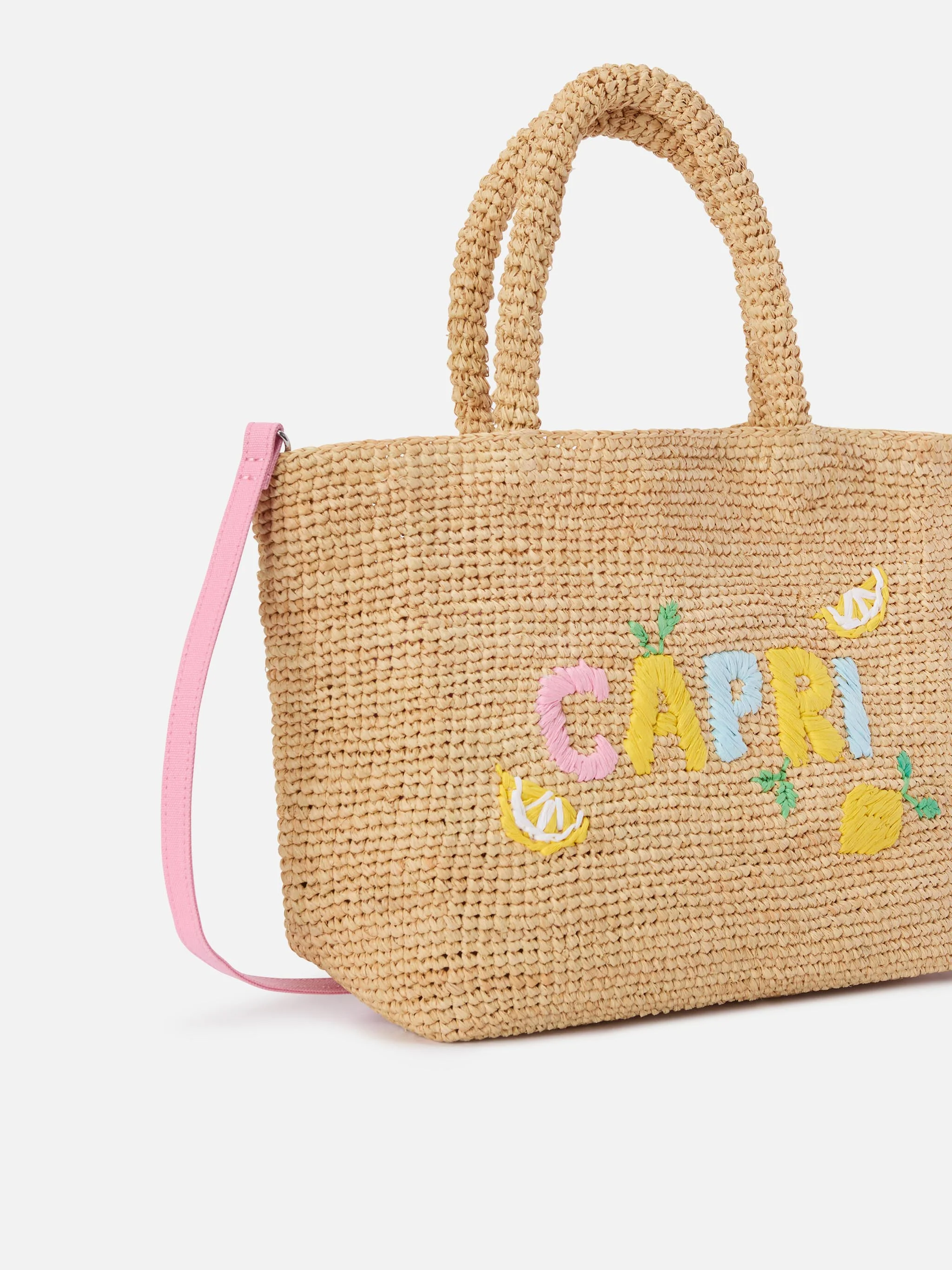 Beach medium raffia bag with Capri embroidery - Image 3