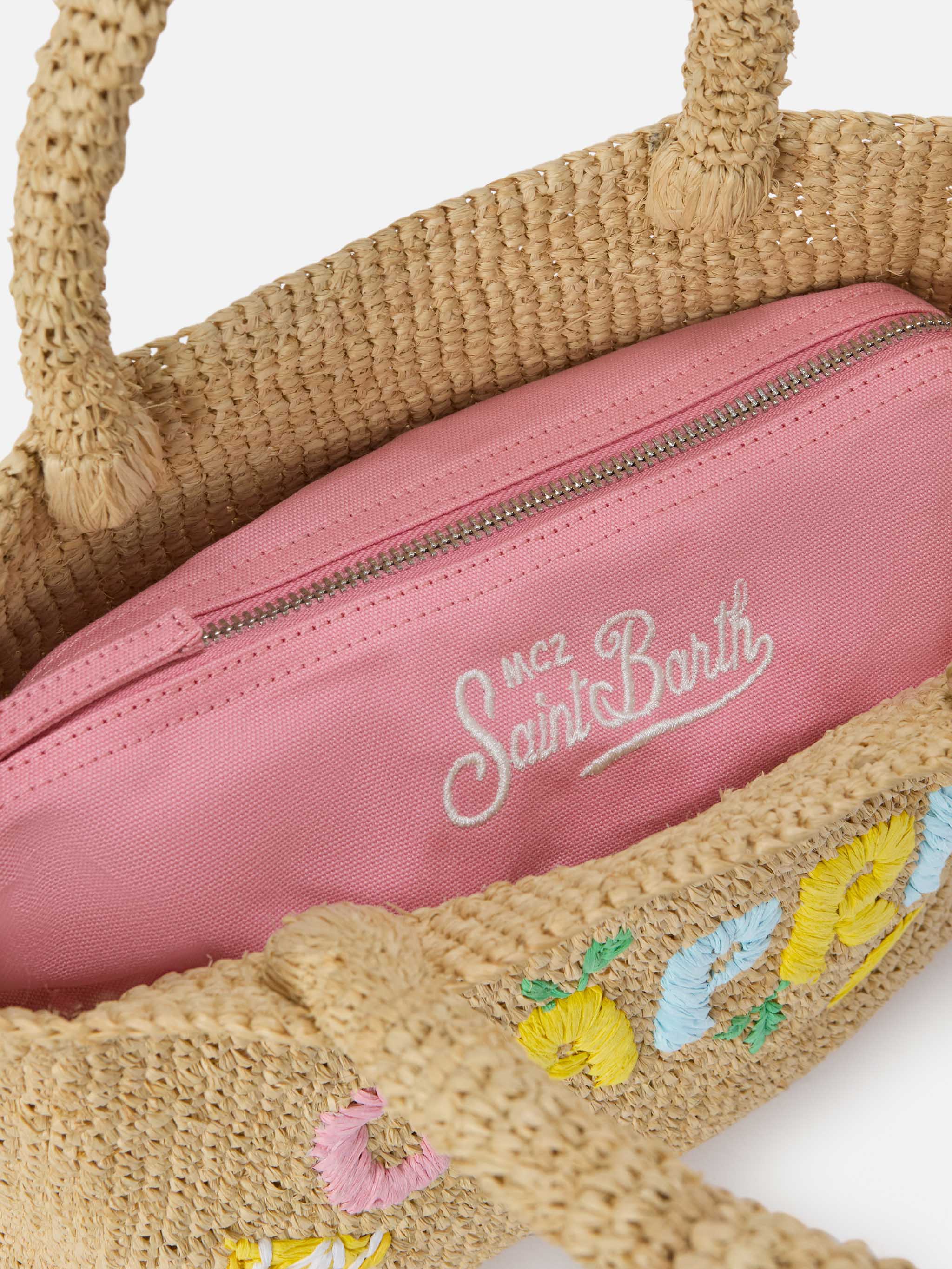 Beach medium raffia bag with Capri embroidery - Image 5