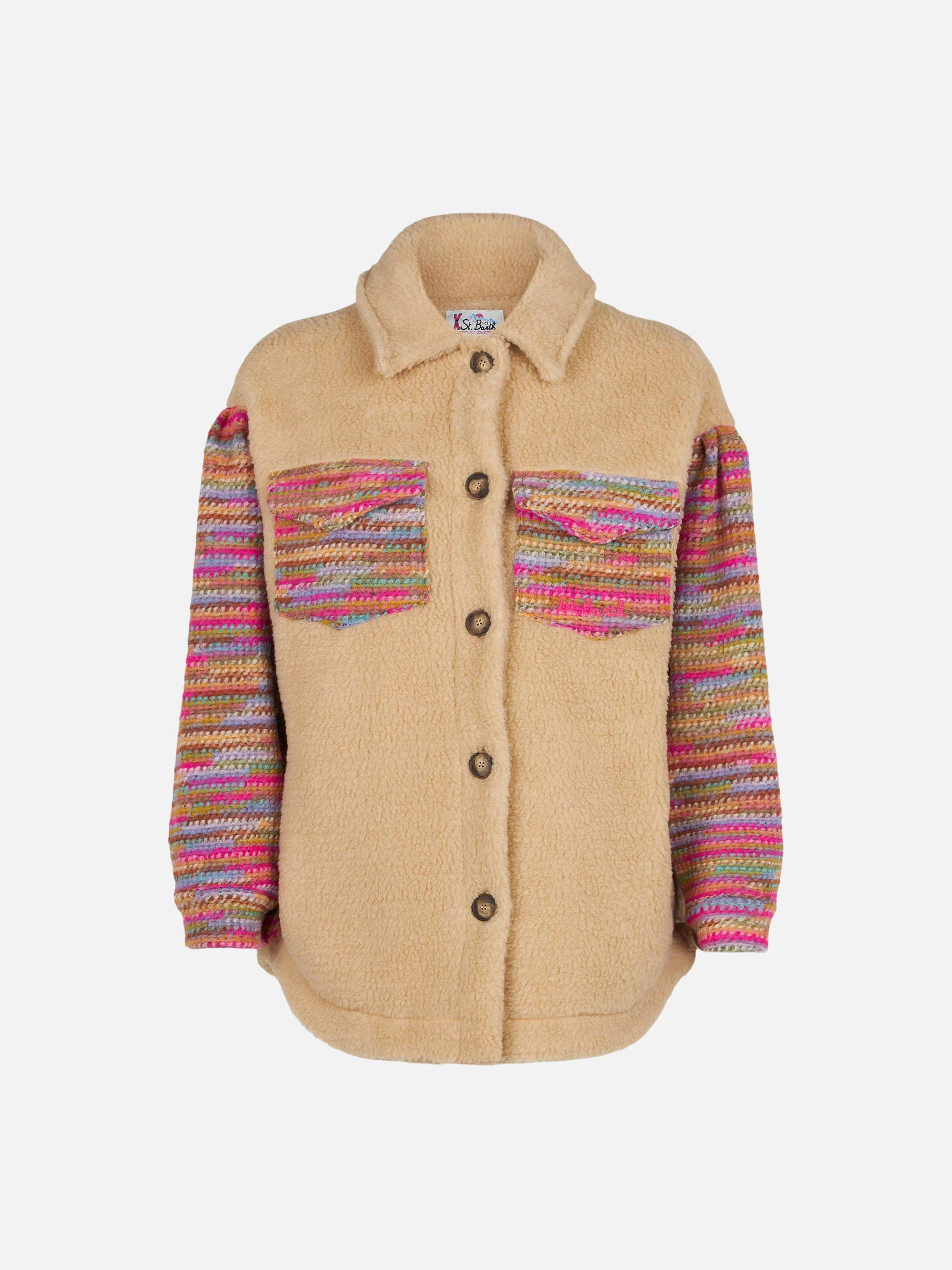 Elys Jr beige jacket with crochet sleeves