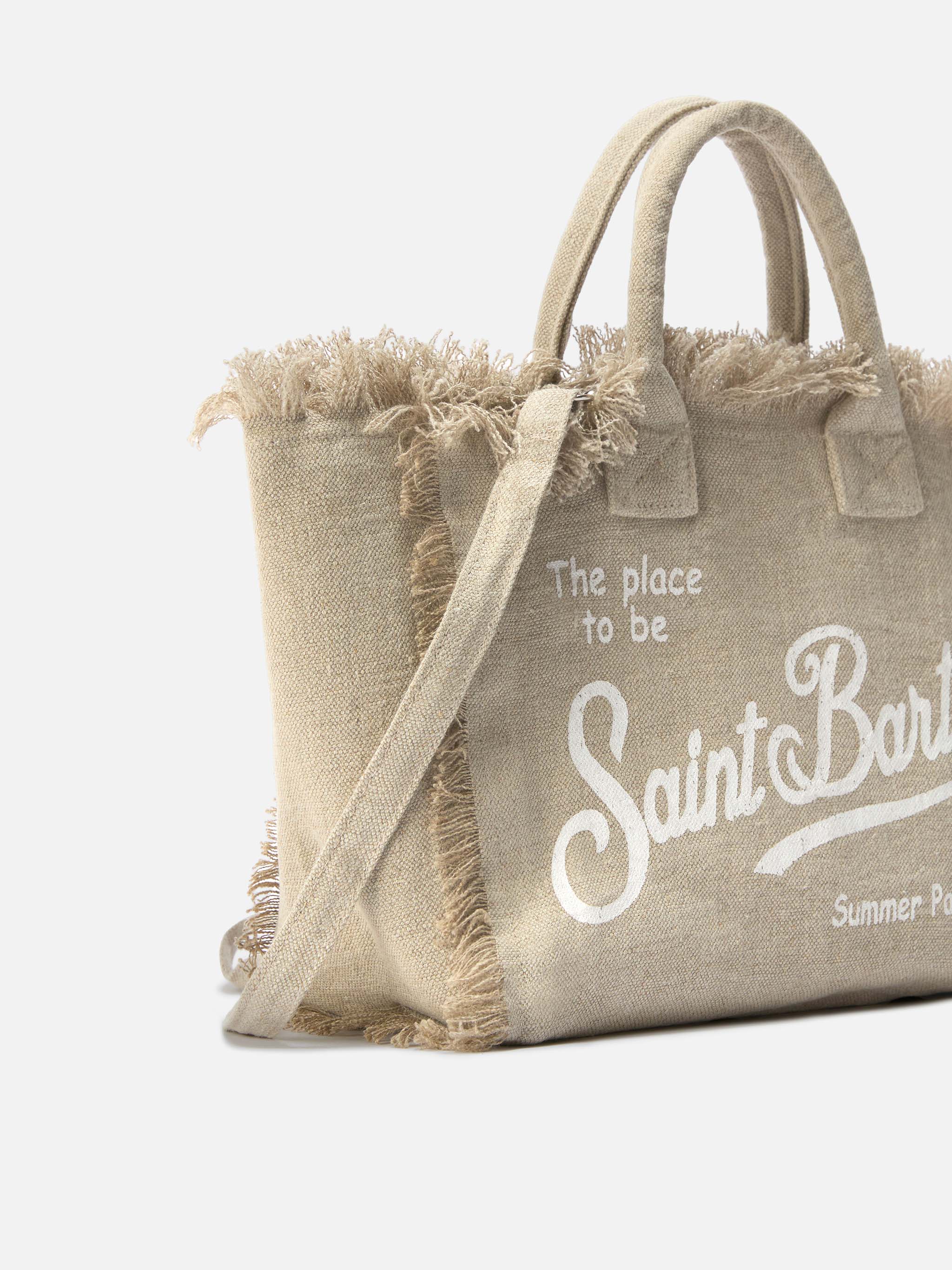 Beige solid color linen Colette bag - Image 3