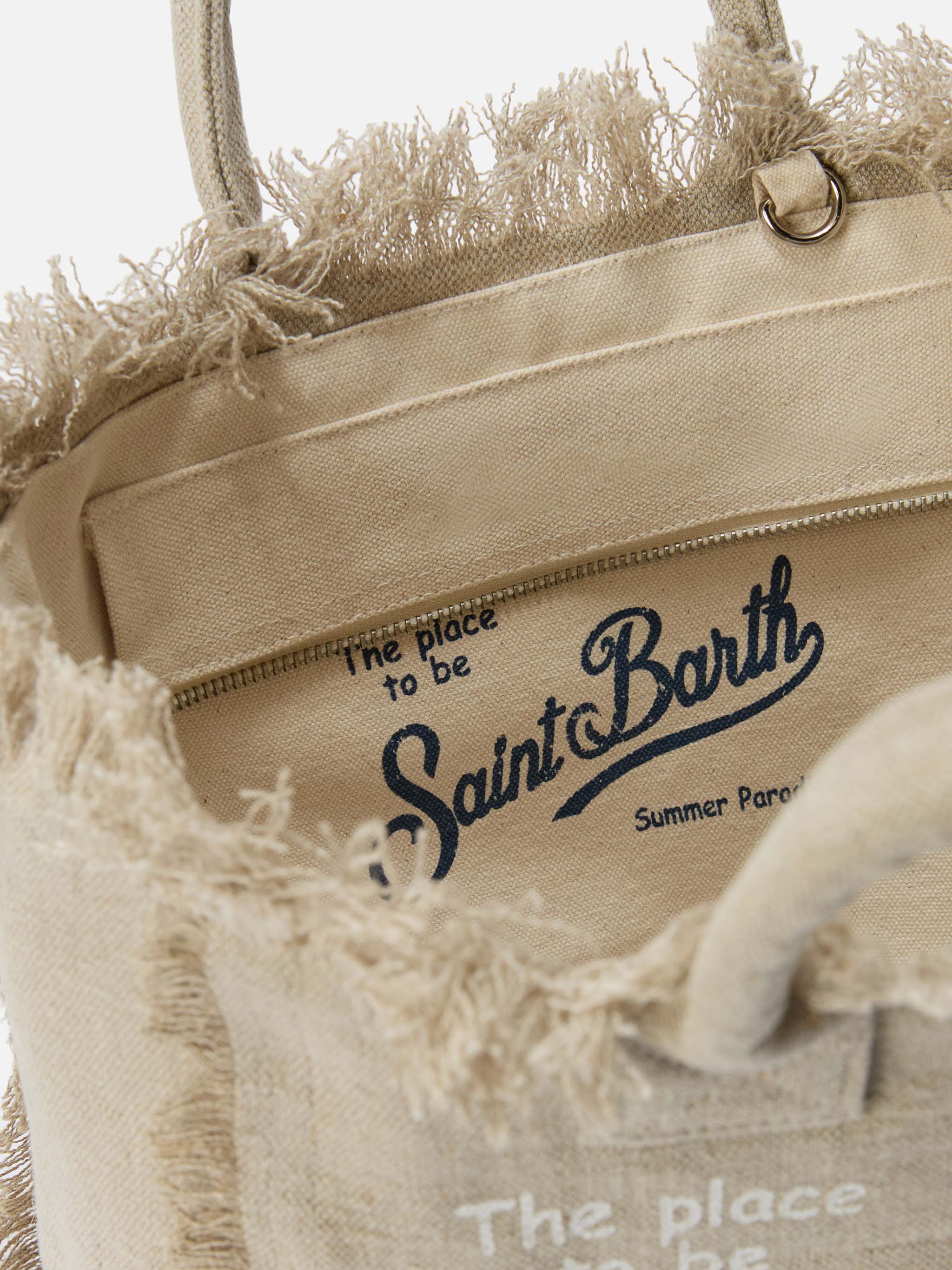 Beige solid color linen Colette bag - Image 4