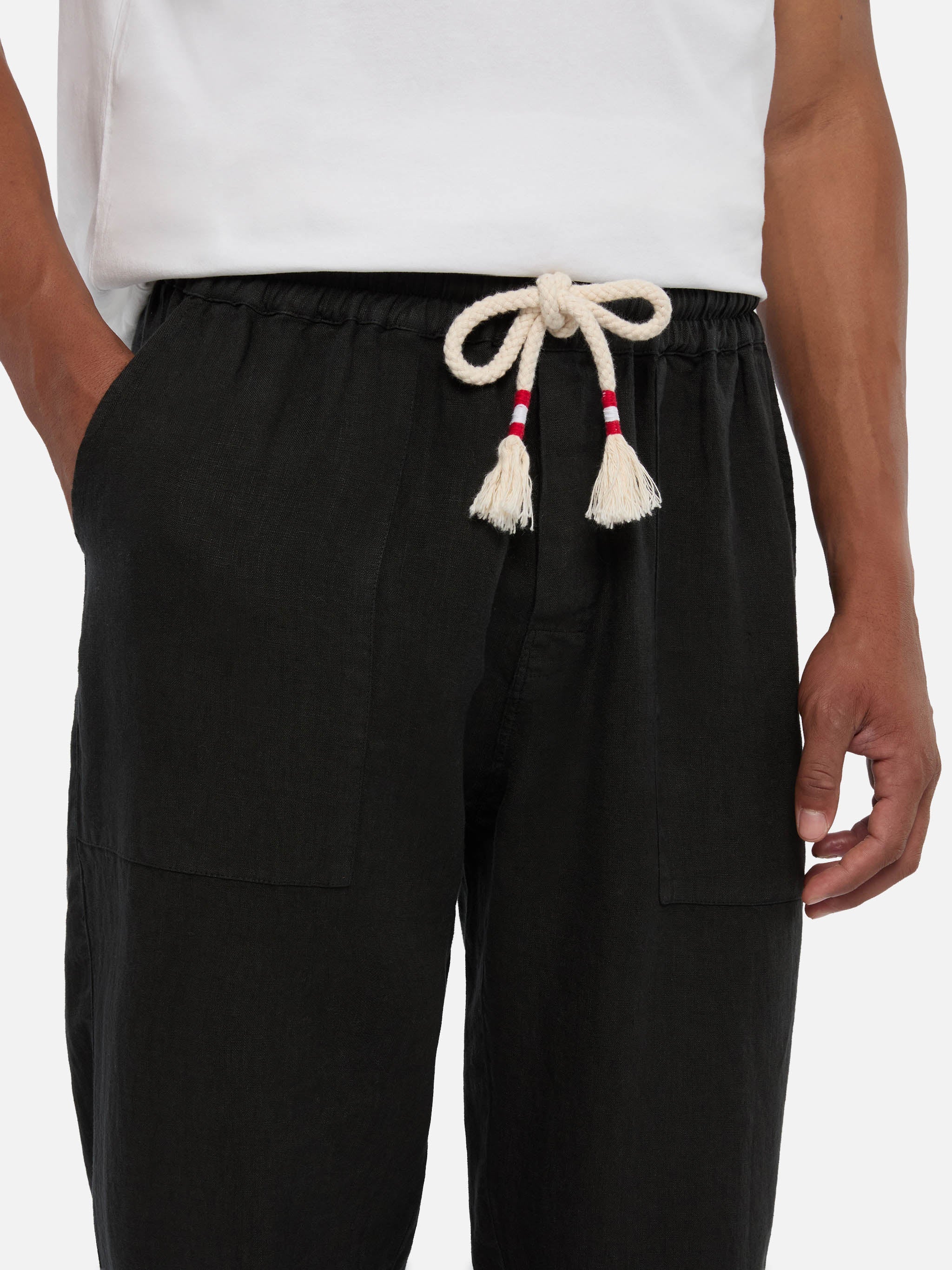 Black linen pants Calais with drawstring - Image 2