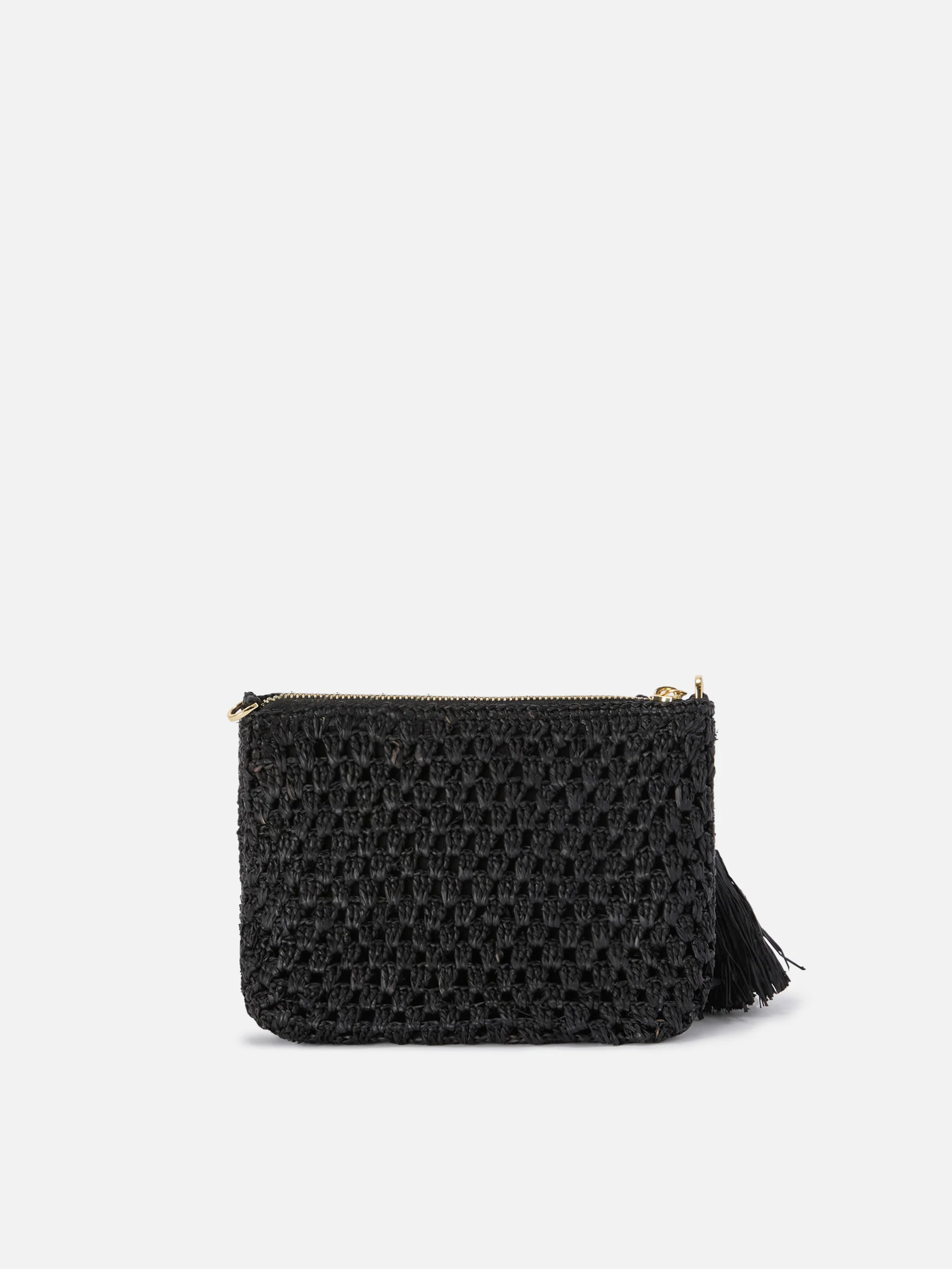 Black Raffia pouch with embroidered logo - Image 4