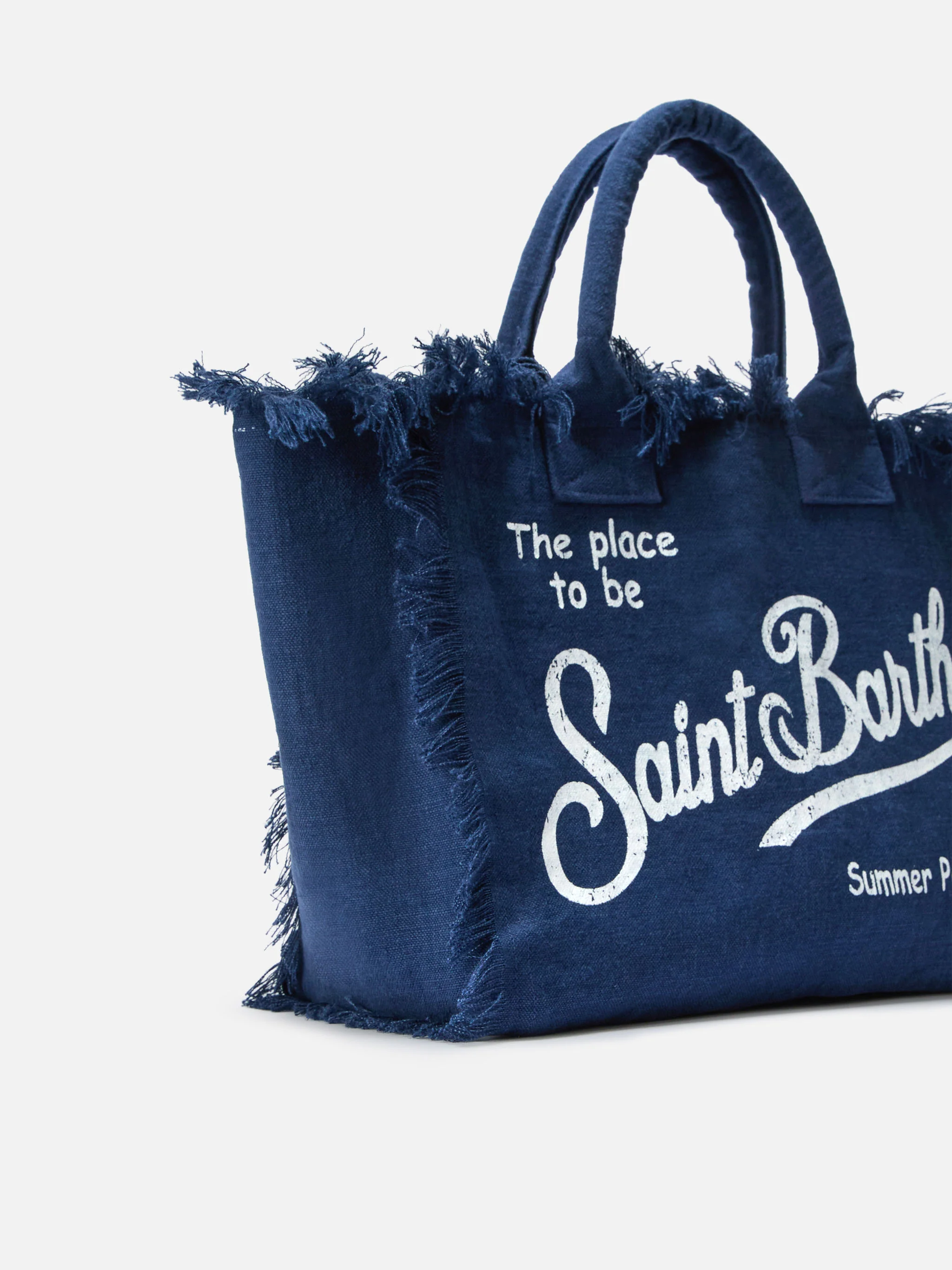 Blue solid color linen Vanity regular bag - Image 2