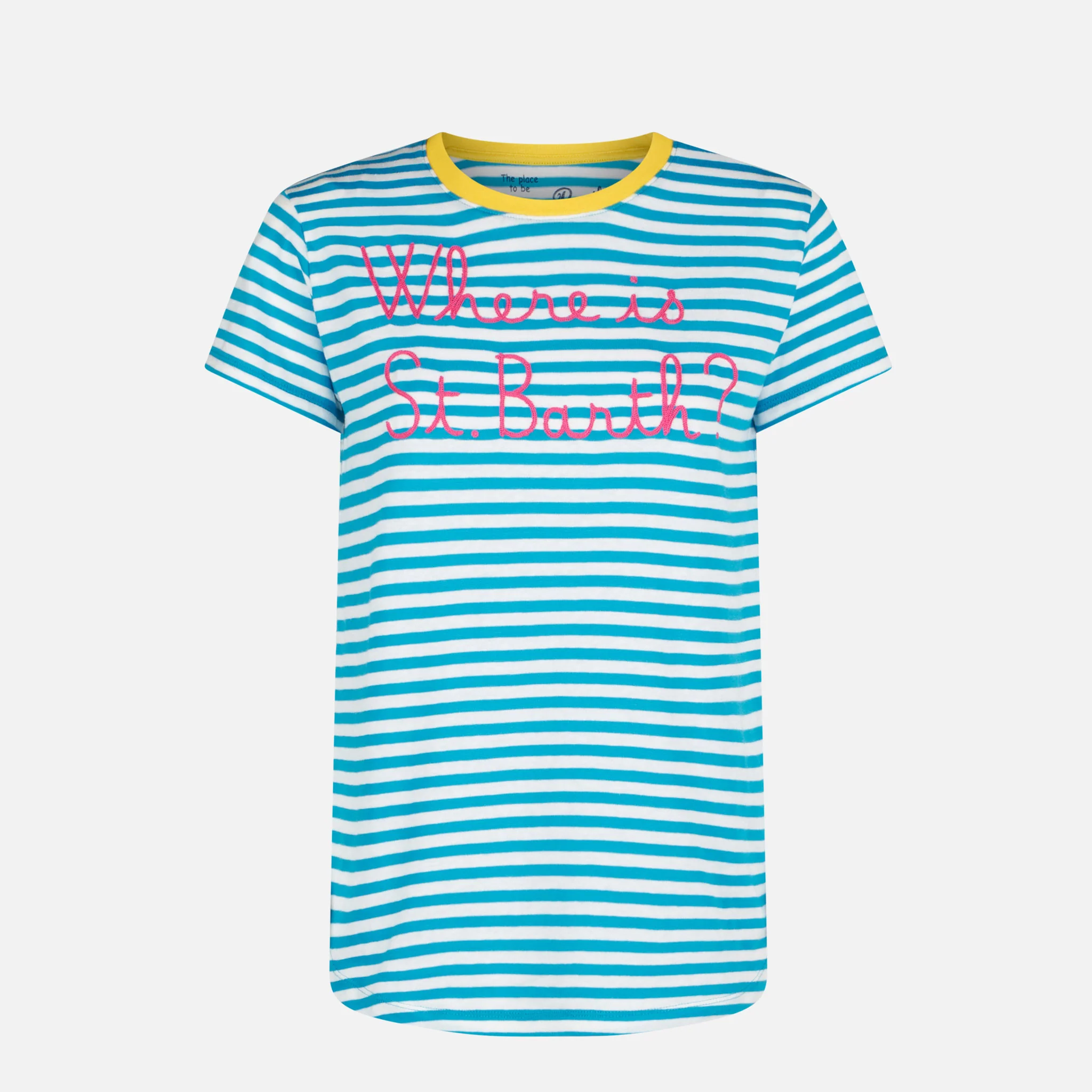 Bluette cotton t-shirt with Where is St. Barth? embroidery - Image 4