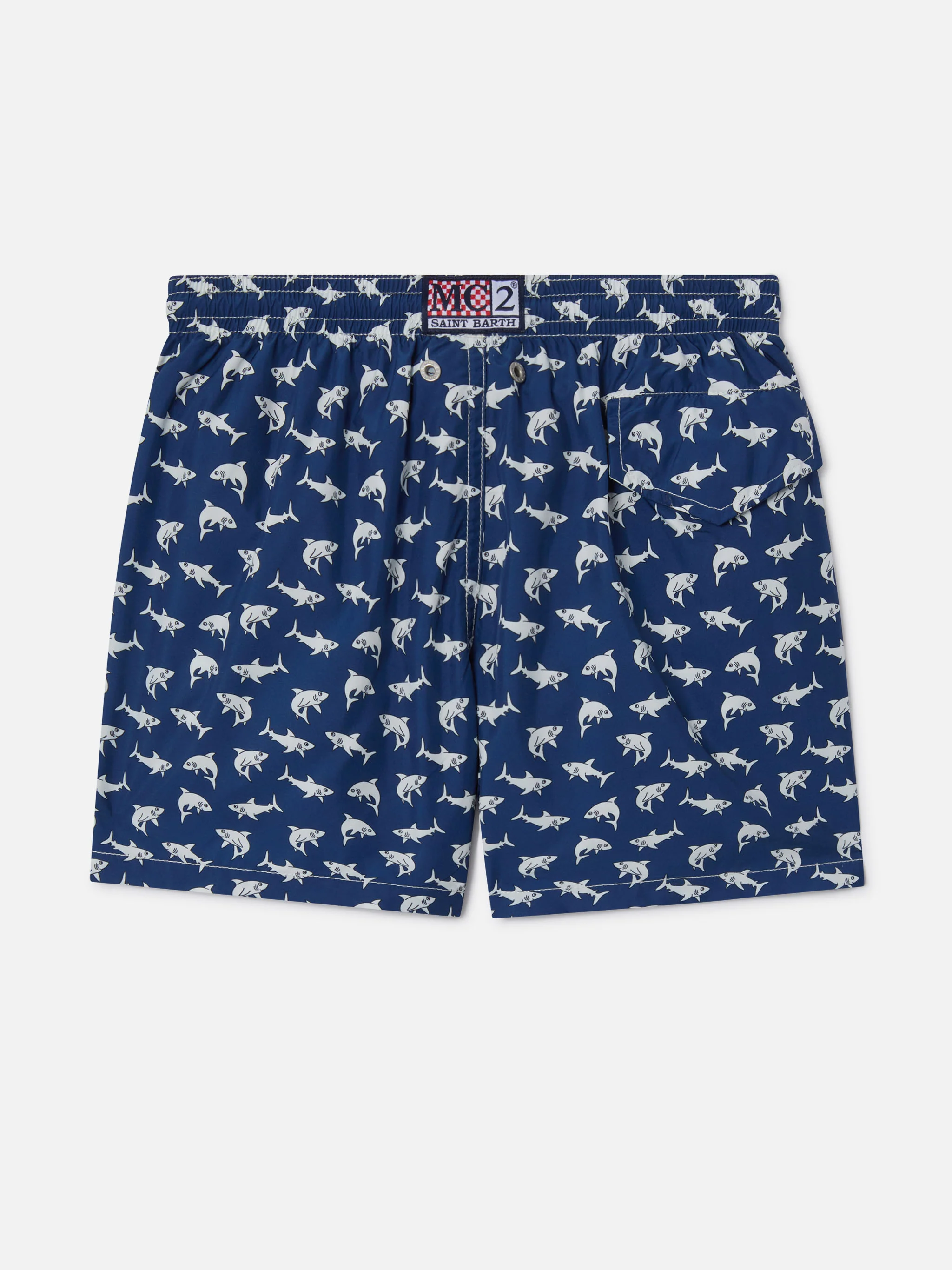 Boy lightweight fabric swim-shorts Jean Lighting 70 with sharks print - Image 4
