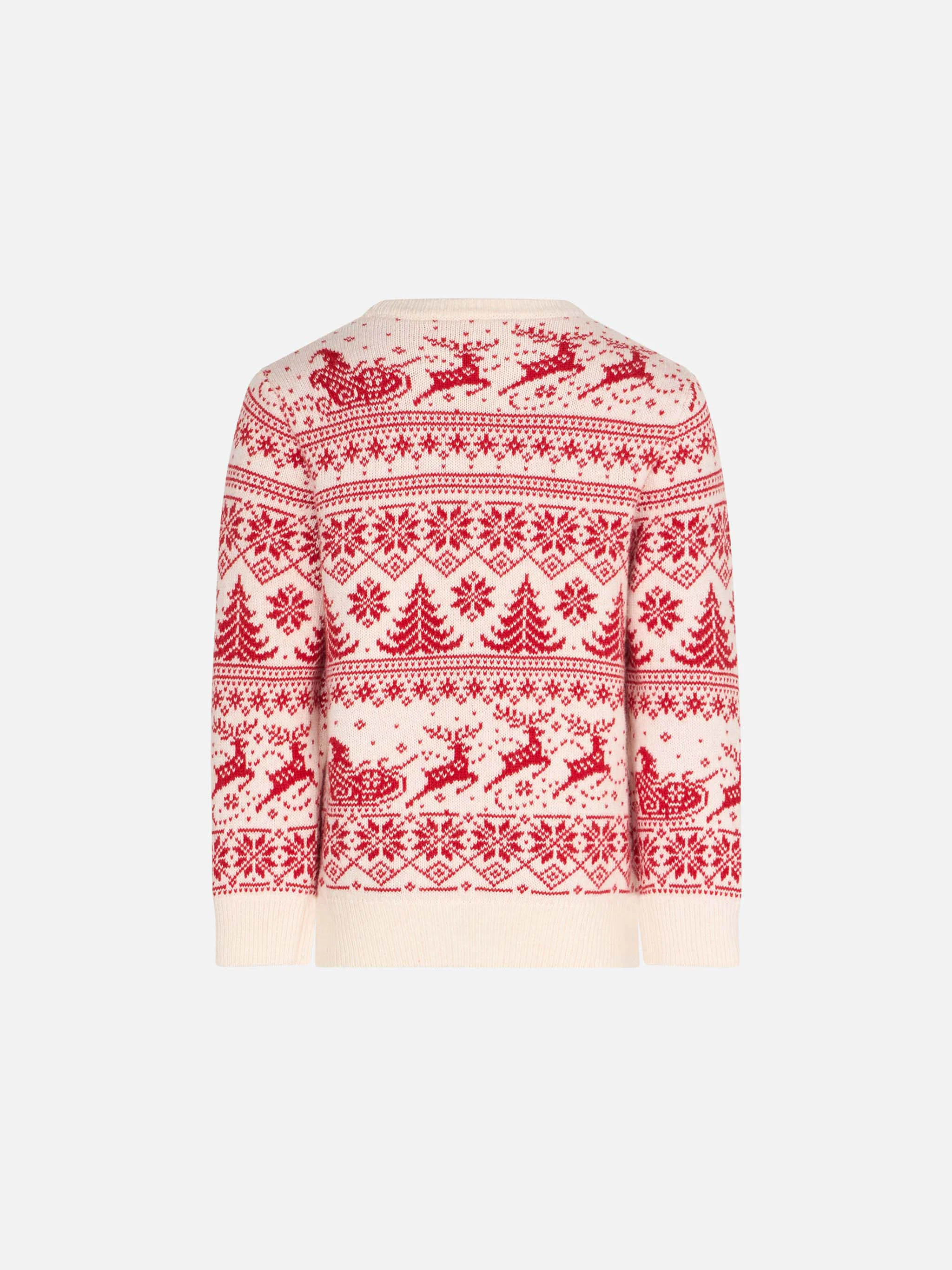 Boy white crewneck sweater with Christmas pattern - Image 2