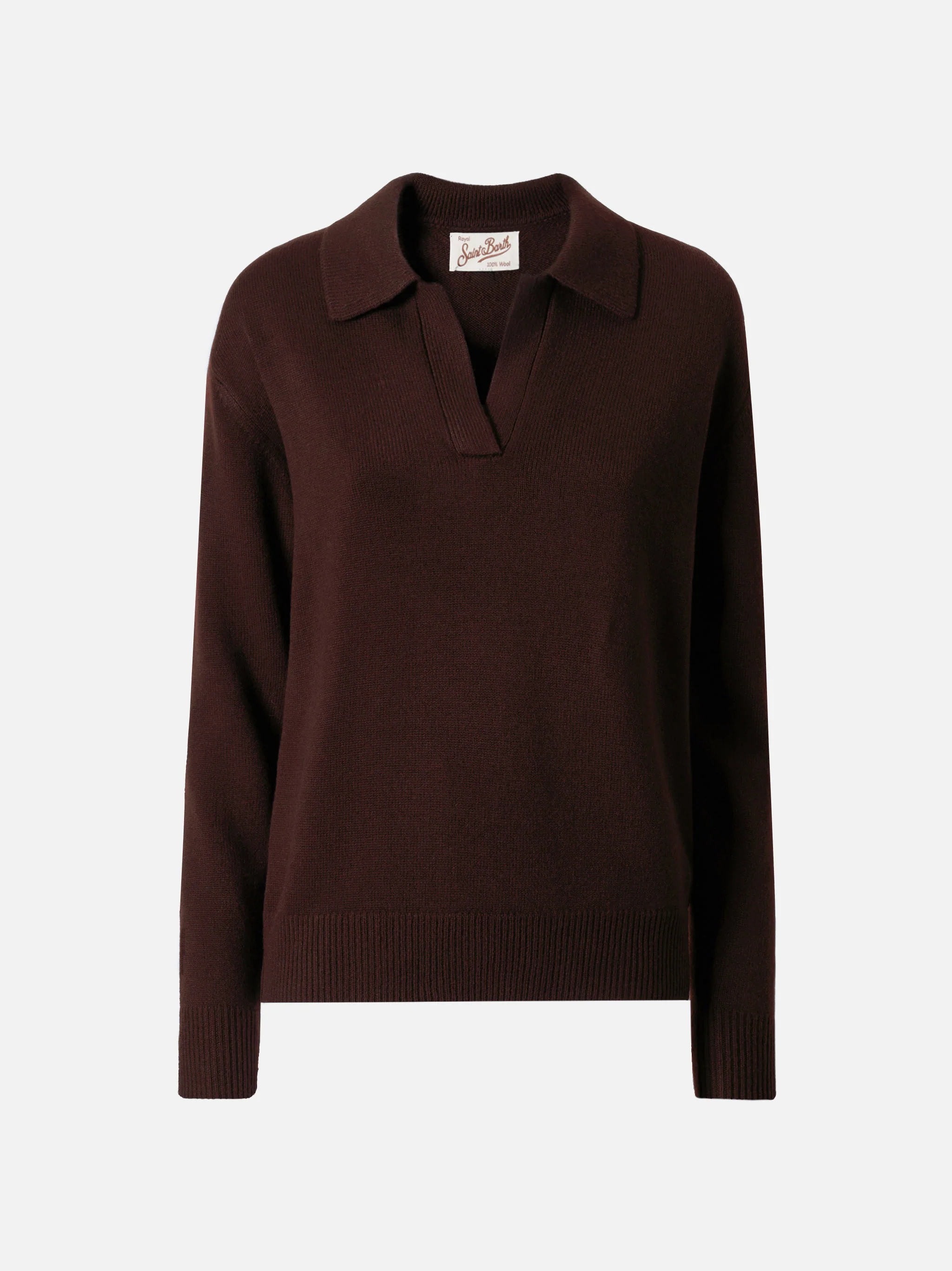 Brown Eze wool sweater with polo collar - Image 5