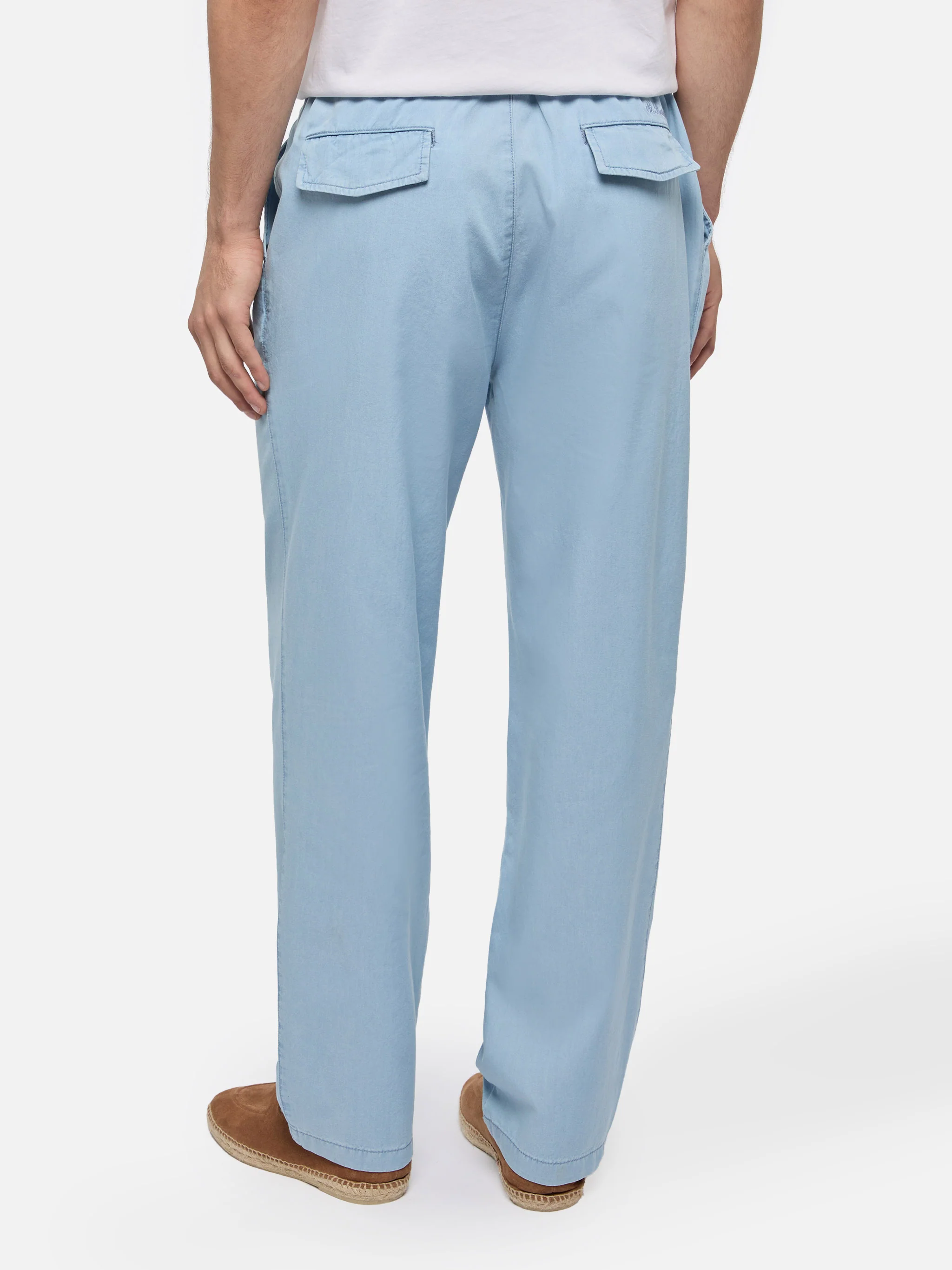 Calais denim blue chambray pants with drawstring - Image 3
