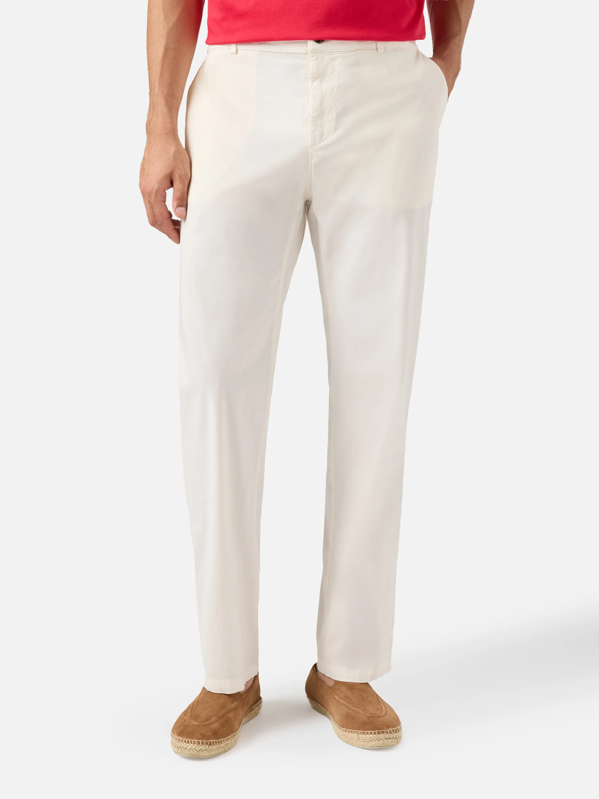 Calais white cotton pants with drawstring