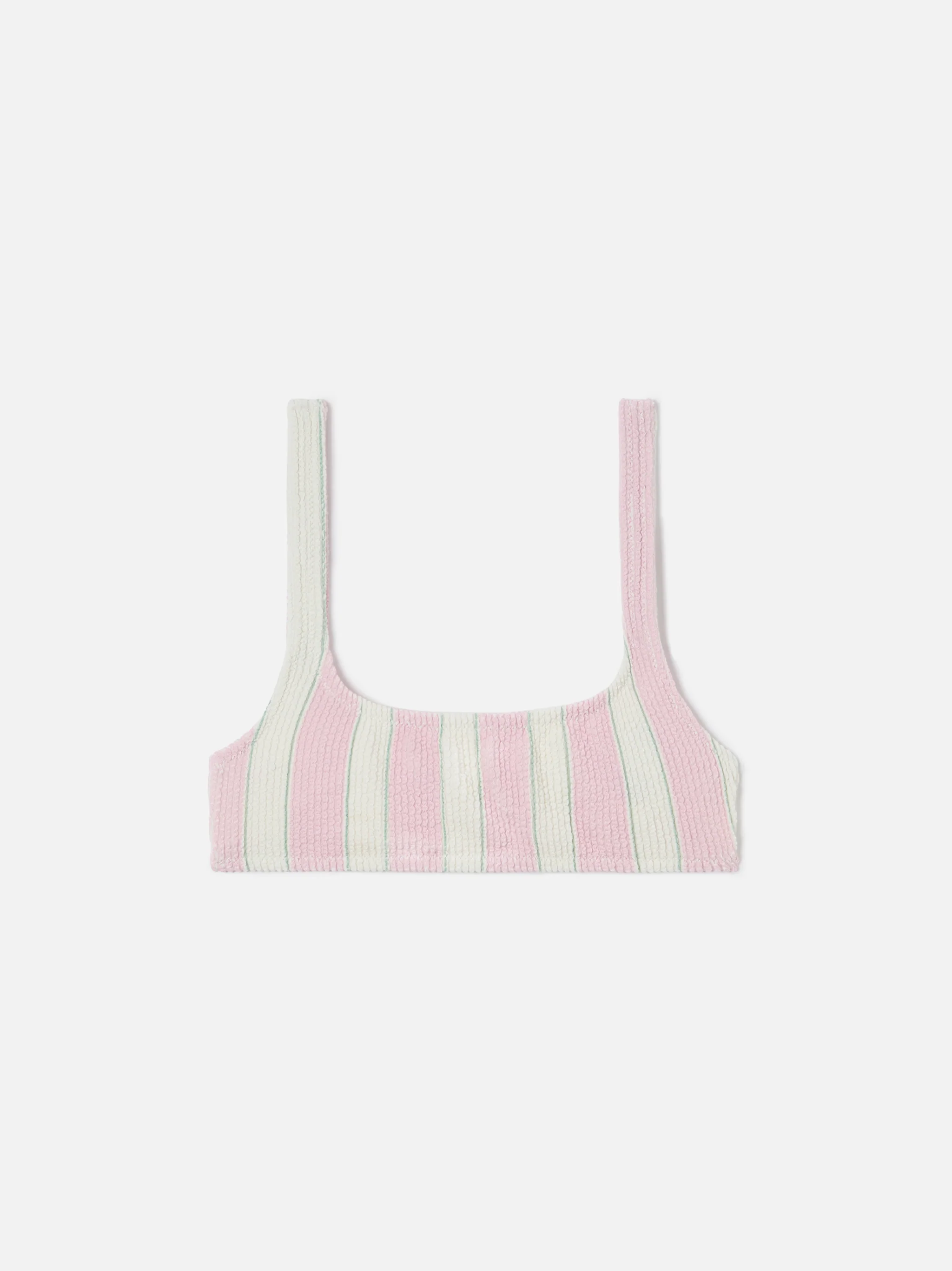 Classic Elise bikini bottoms in pink and white striped crinkle fabric