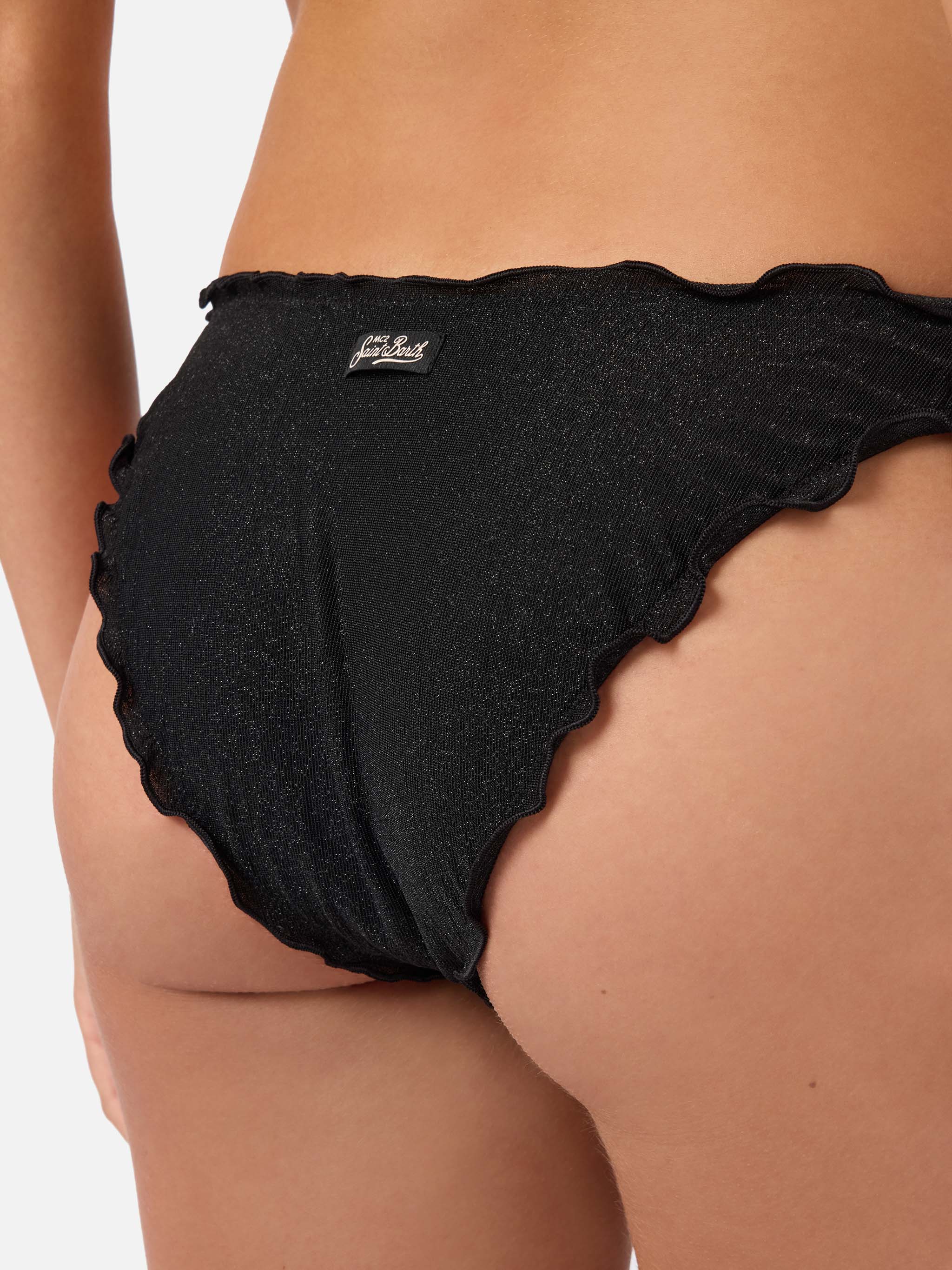 Classic Moon bikini bottoms in solid black lurex fabric - Image 2