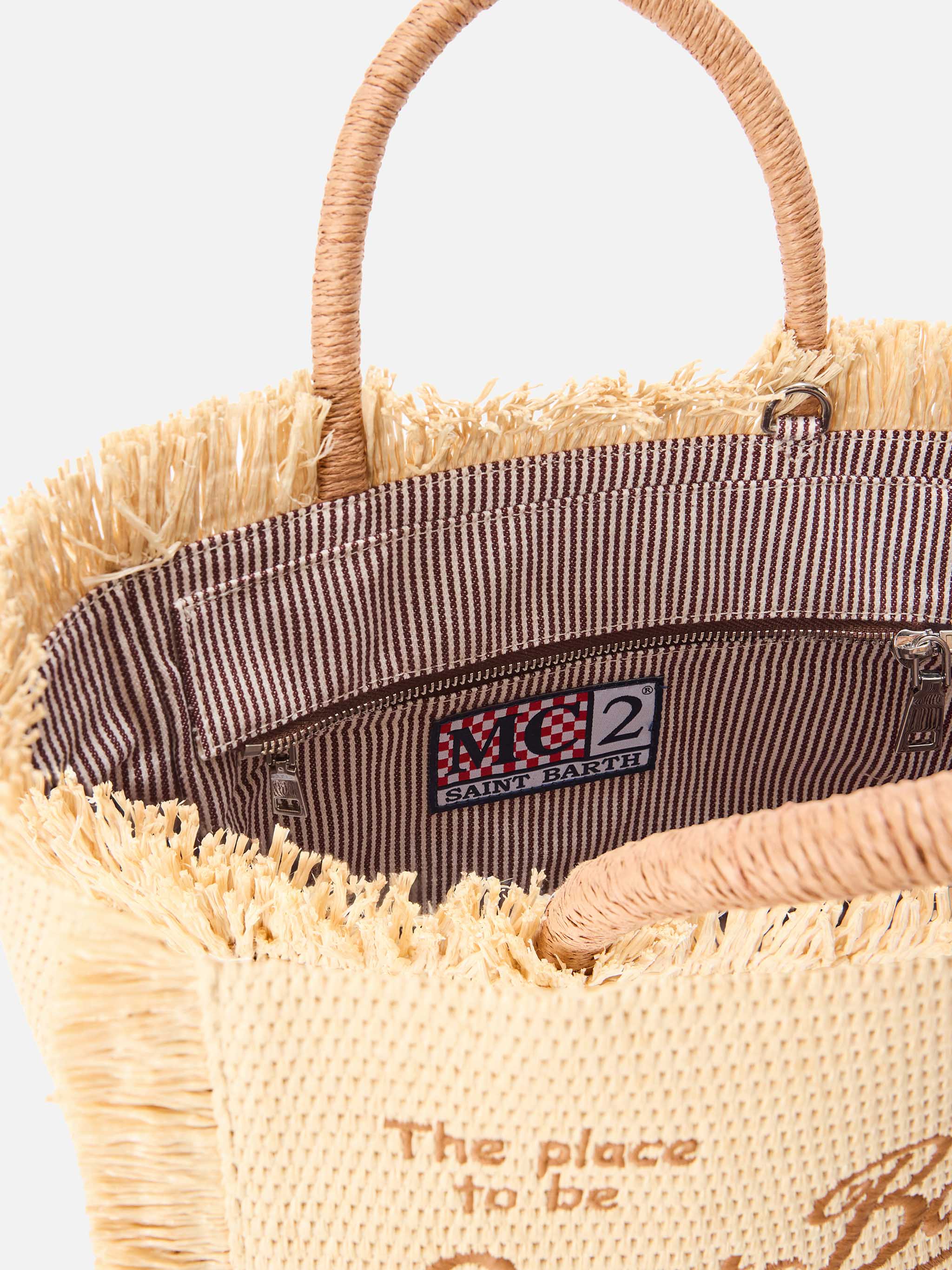 Colette straw effect bag with embroidered logo - Image 4