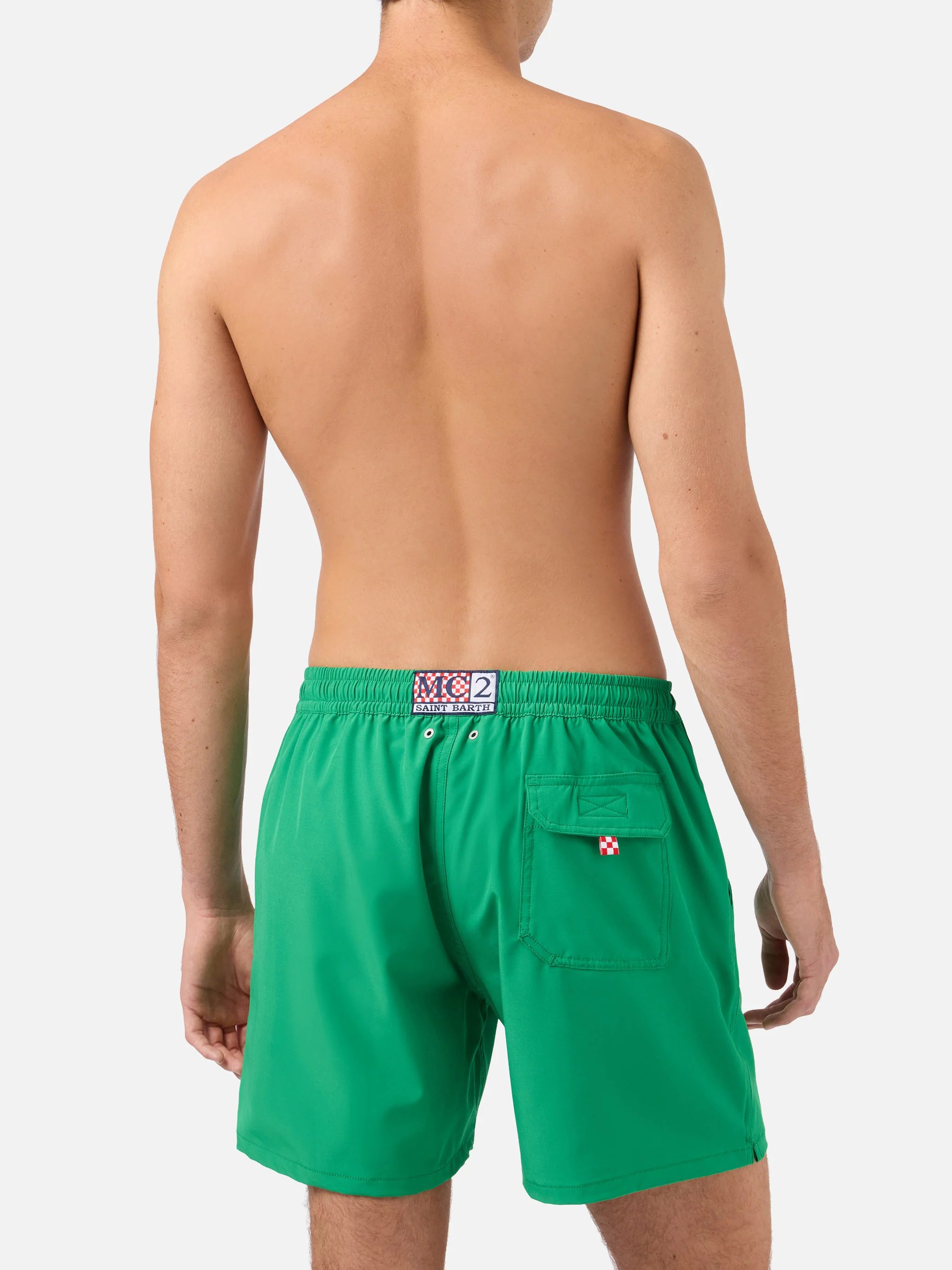 Comfort swim shorts in green with Faccio tutto a fin di bere embroidery - Image 5