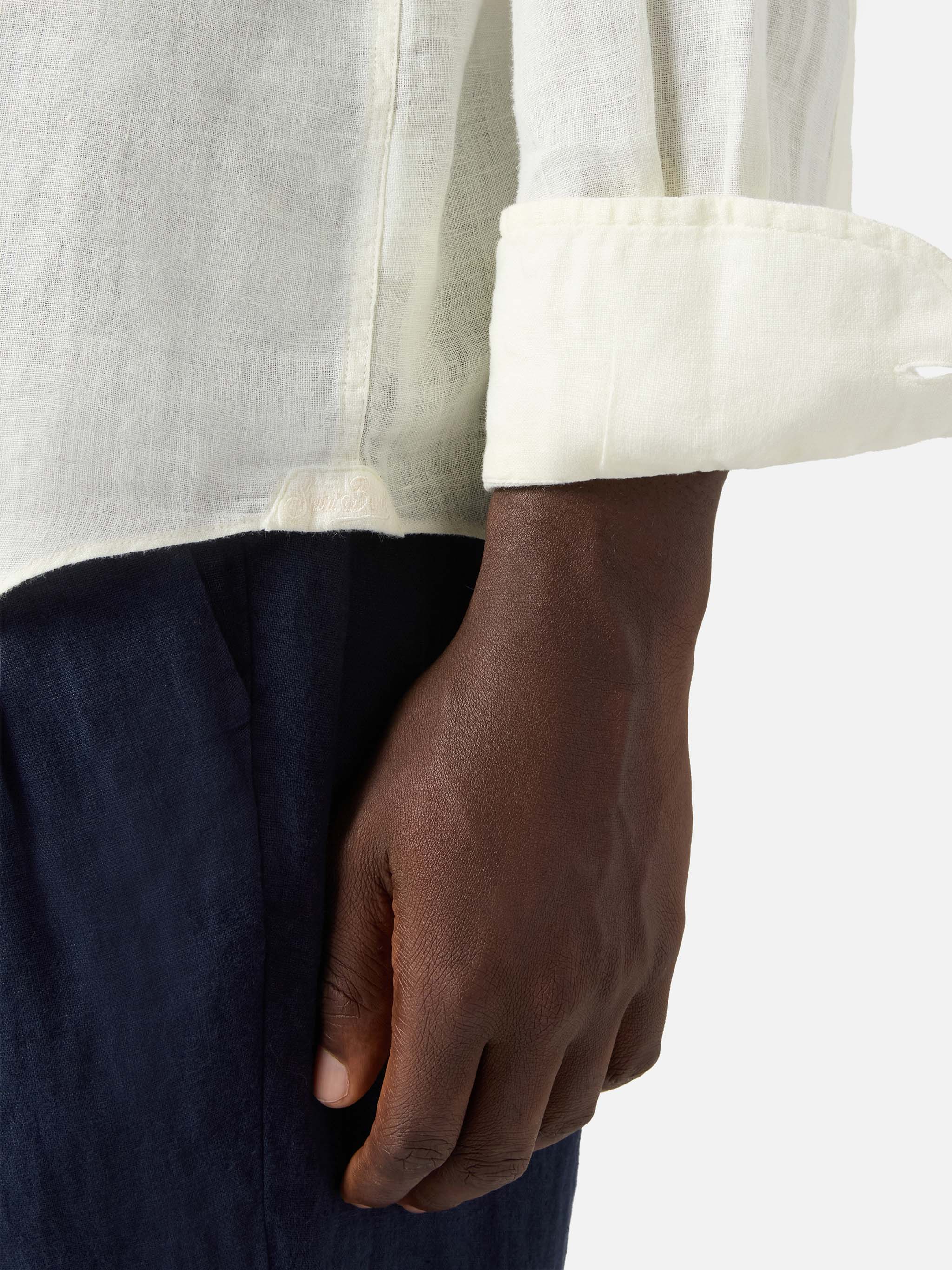 Cream Raphael shirt in linen with mineral garment dyeing - Image 3