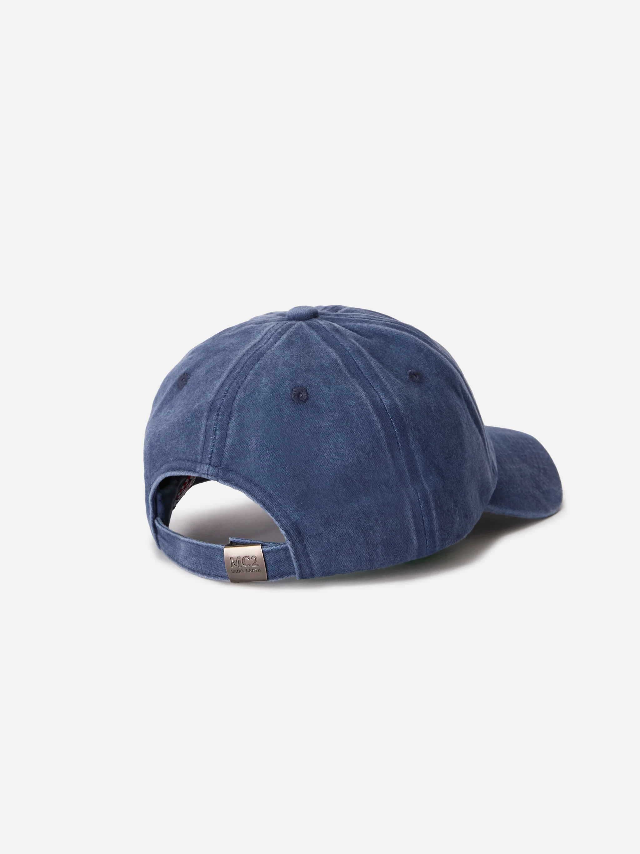 Davis blue denim baseball cap with embroidered logo - Image 3