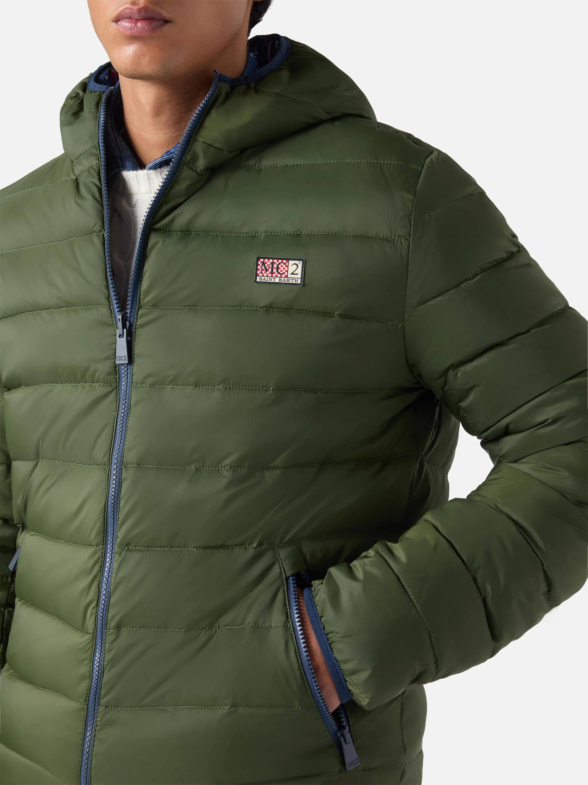 Double face down jacket Courchevel in m ilitary green - Image 4