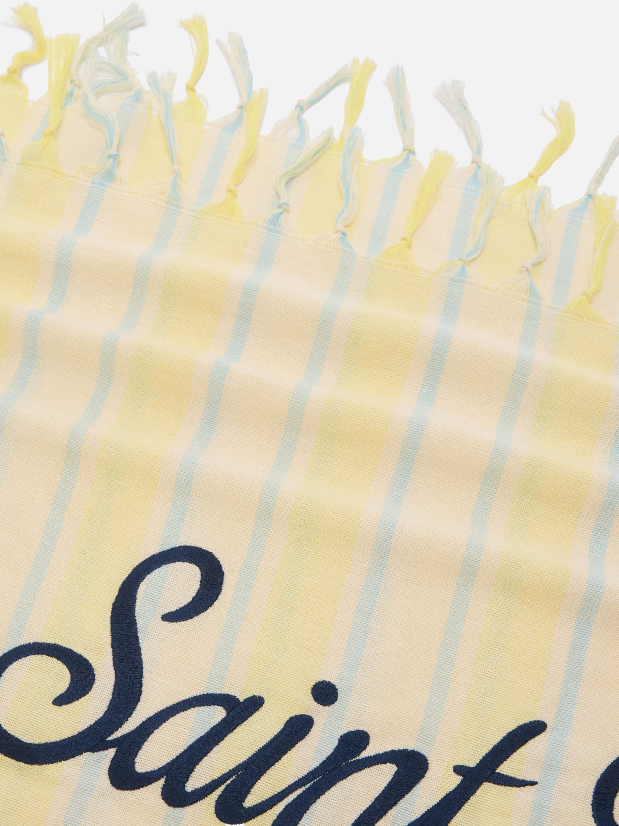 Foutas Lightbeach towel with yellow and white stripes and embroidered logo - Image 3