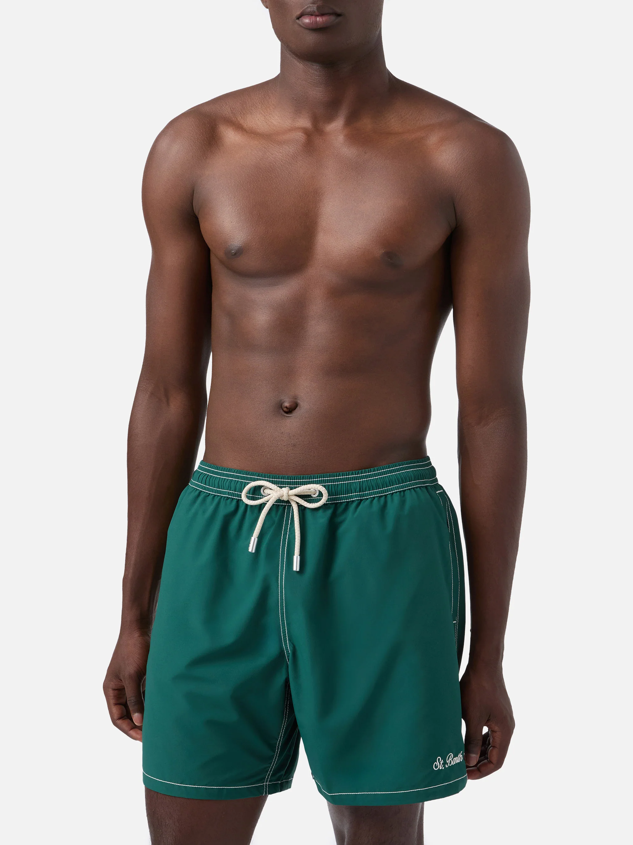 Green mid-length classic light swim shorts Patmos - Image 3