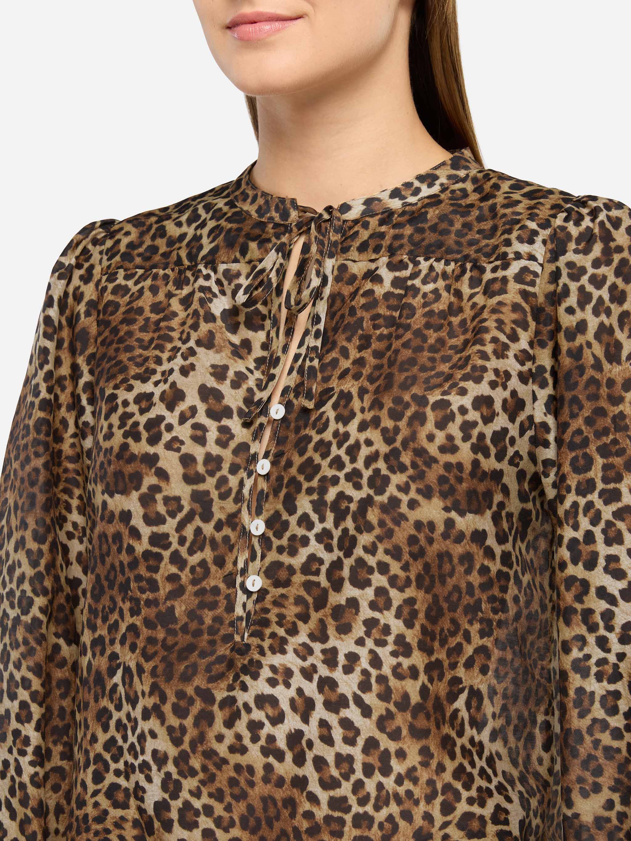 Harper silk voile blouse in silk voile with animalier print - Image 3