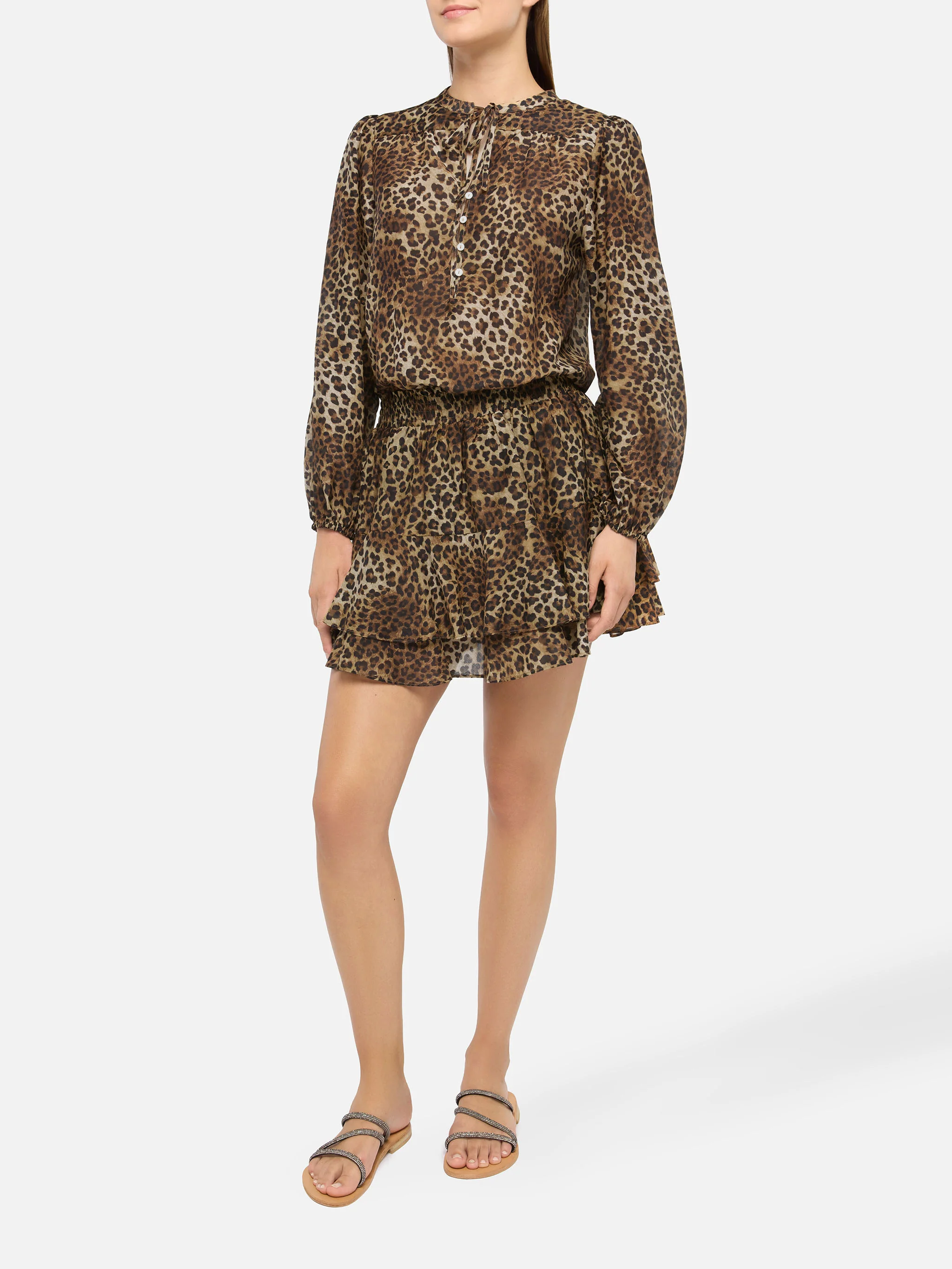 Harper silk voile blouse in silk voile with animalier print - Image 5