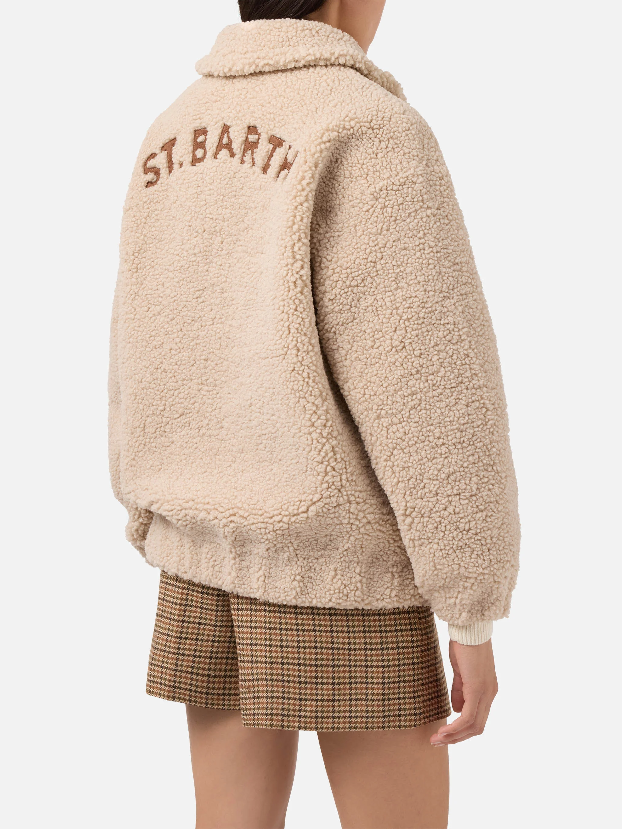 Jeanne teddy bomber with back patch