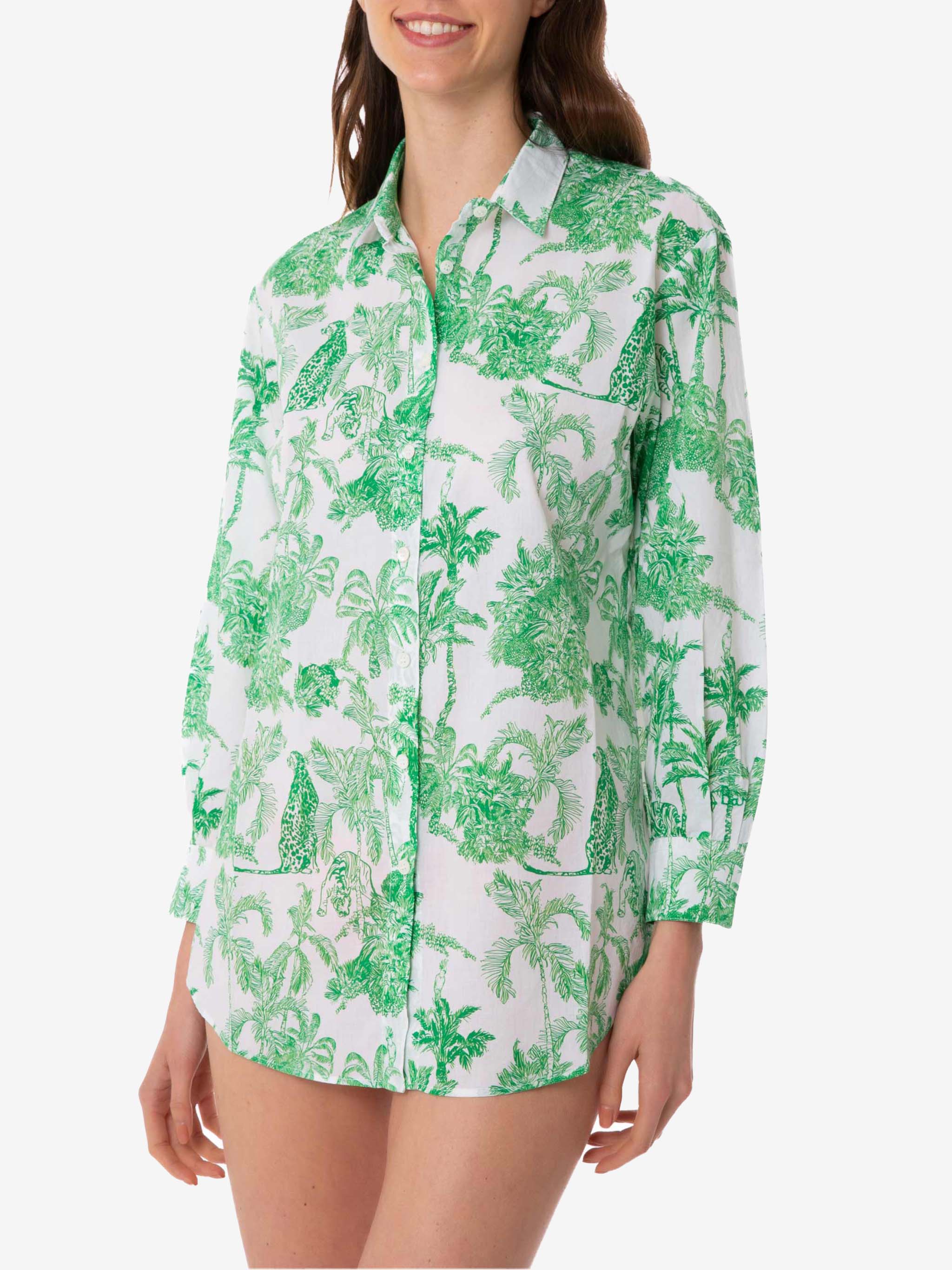 Brigitte green toile de jouy cotton shirt