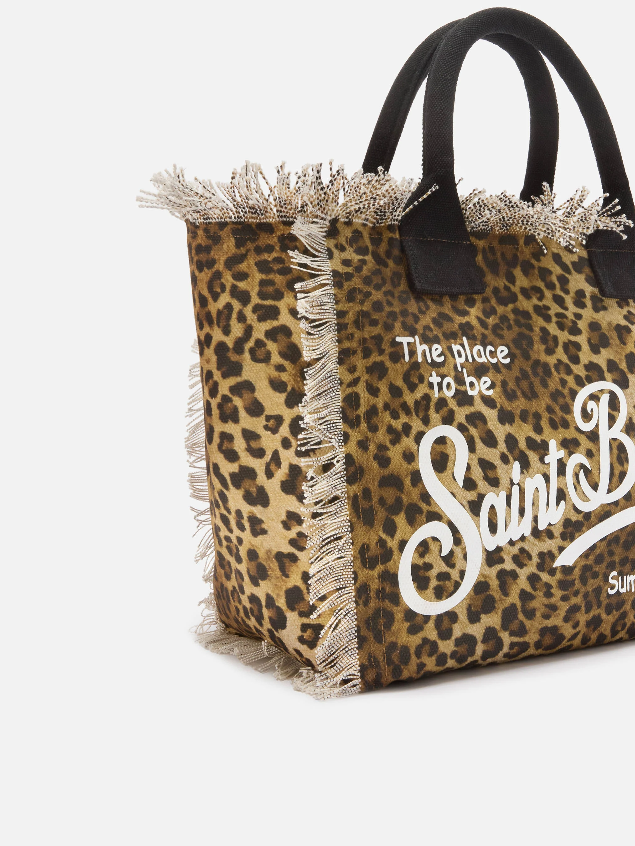 Vanity regular leopard canvas bag with fringed details - Image 2