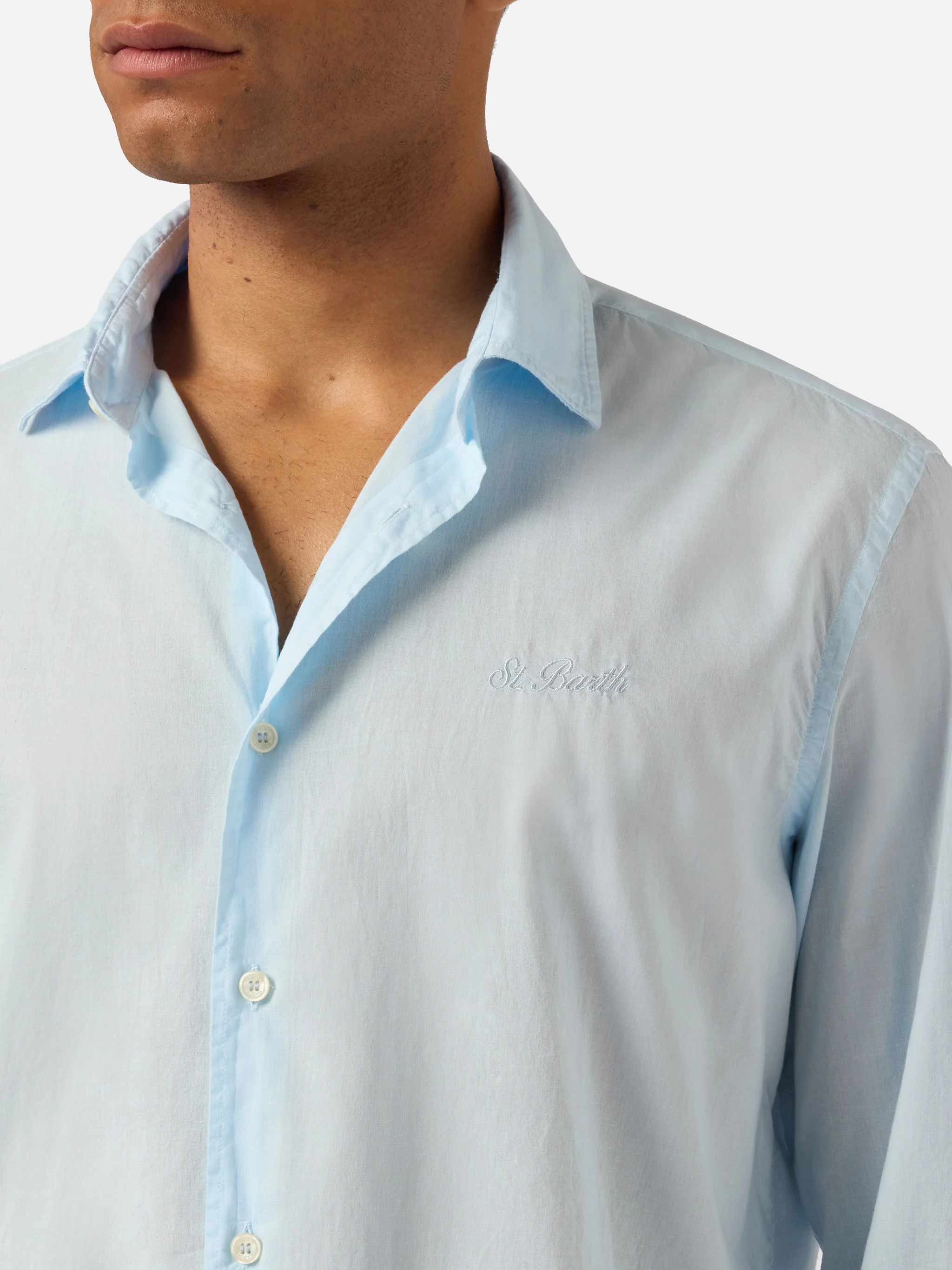 Light blue Chemise Ice shirt in pure cotton voile - Image 2