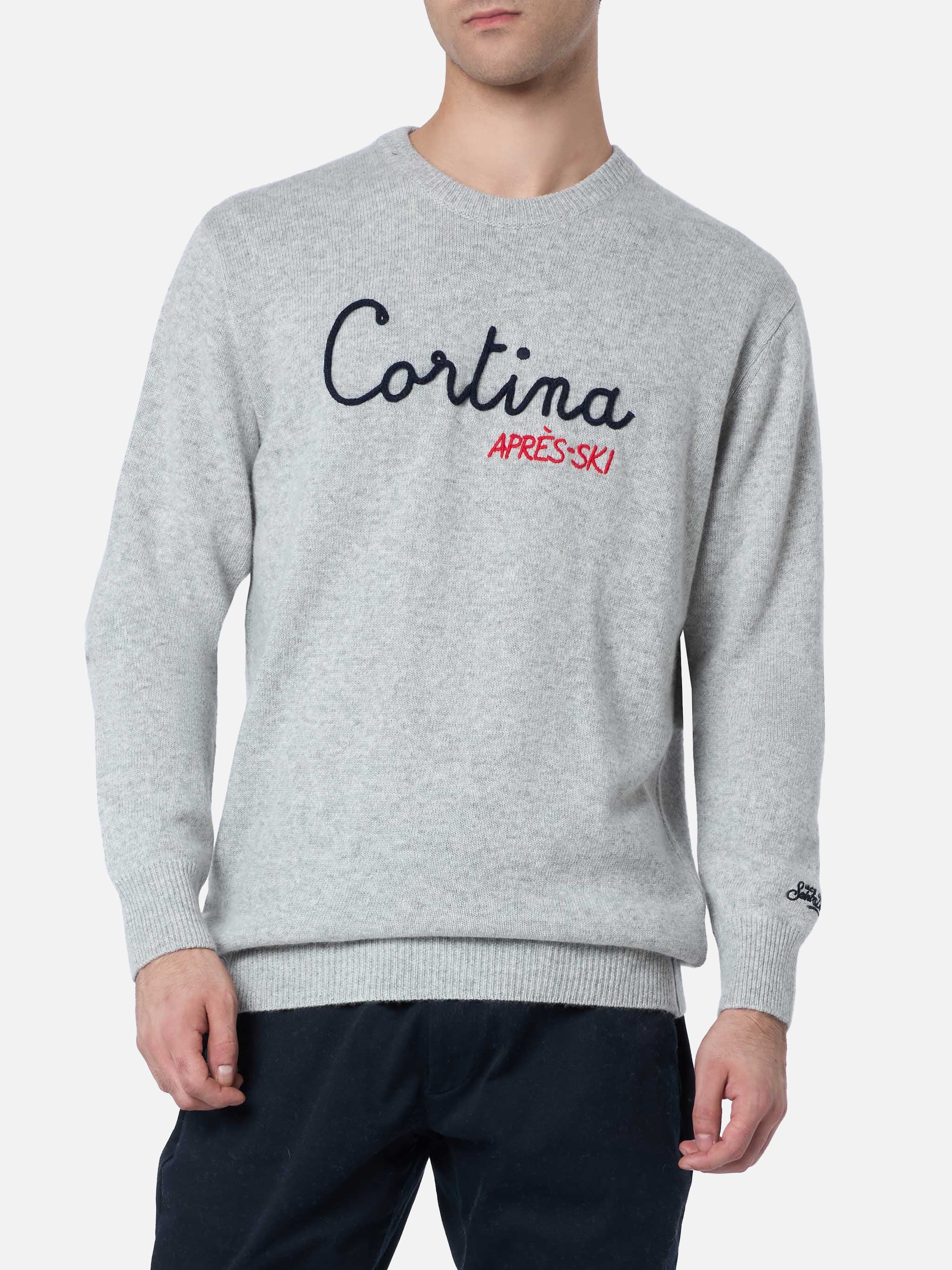 Crewneck sweater Heron with Cortina embroidery