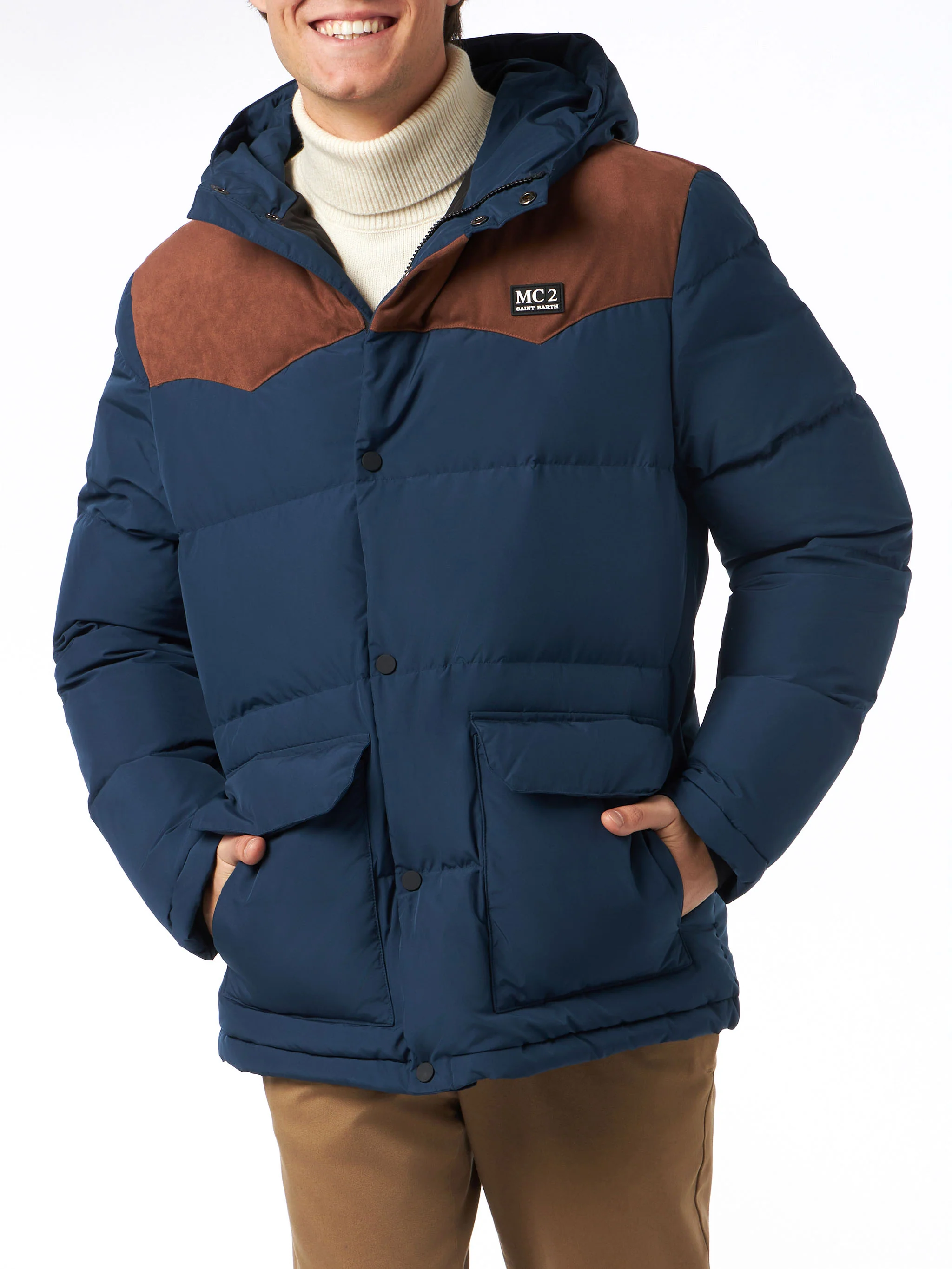 Baxter blue hooded down jacket
