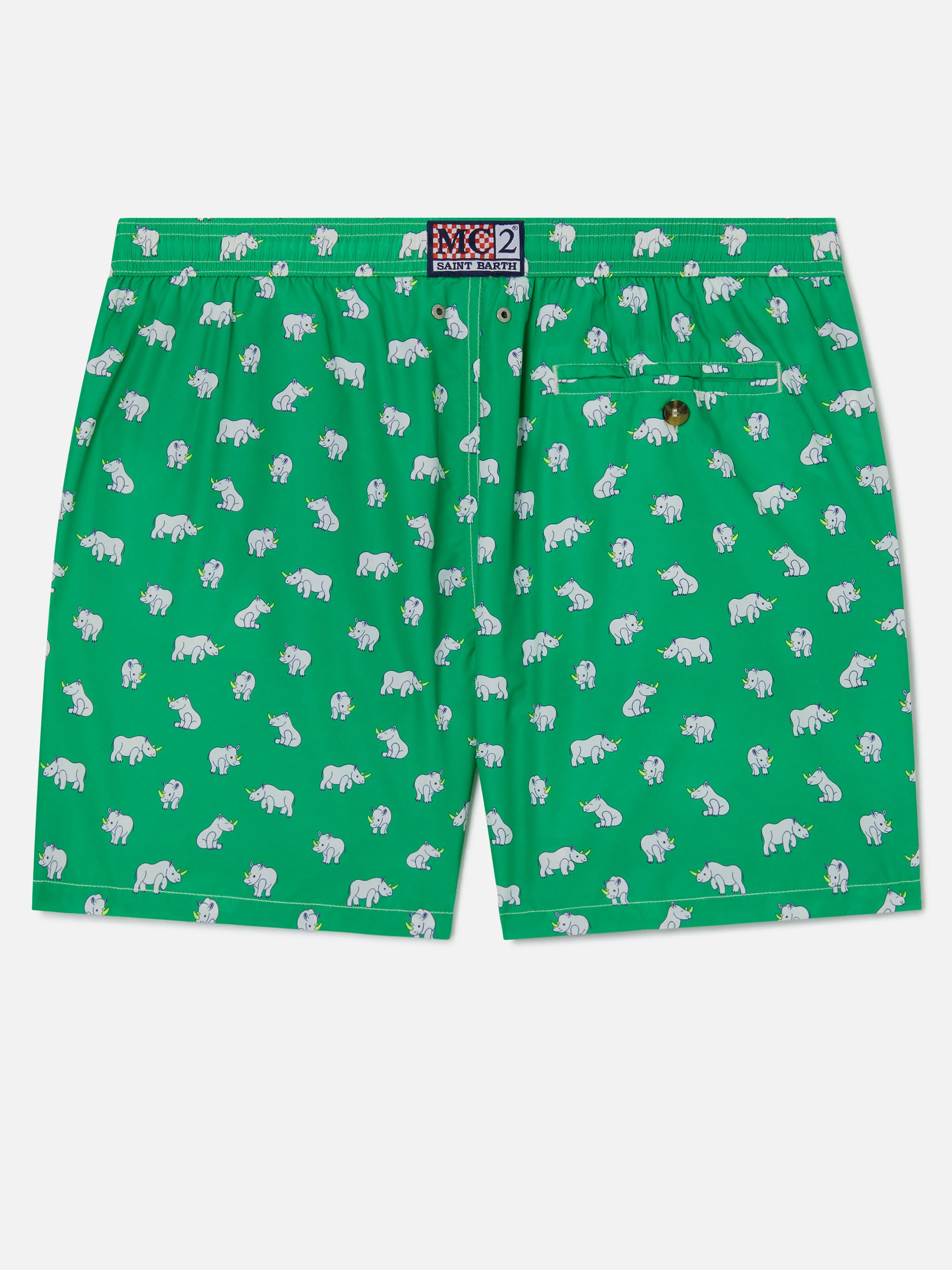 Lighting Micro Fantasy swim shorts in technical fabric with rhino pattern in green and multicolor - Image 2