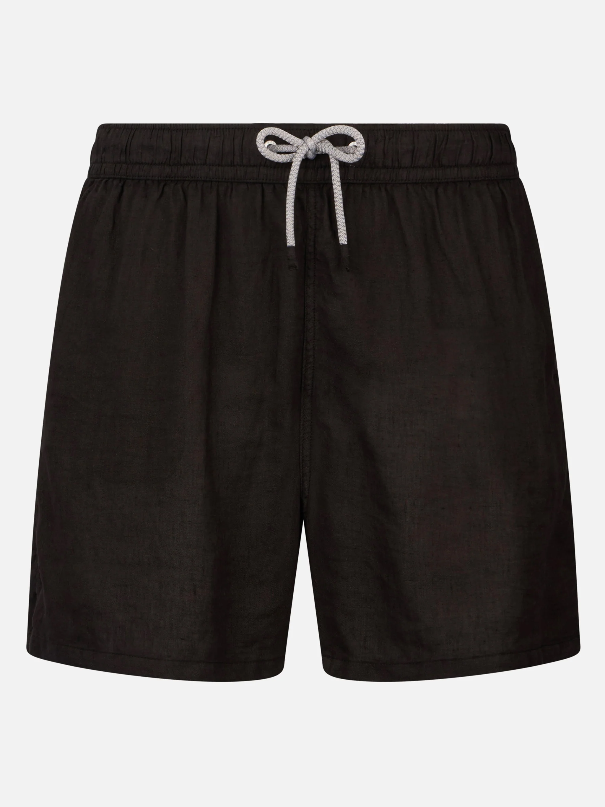 Gustavia black plain-color linen swim shorts