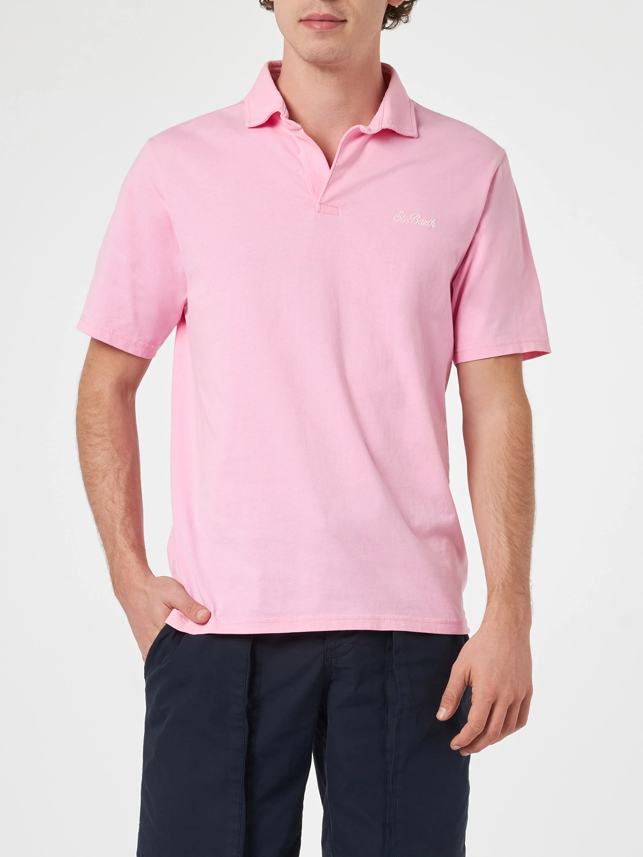 Brighton pink cotton jersey polo shirt