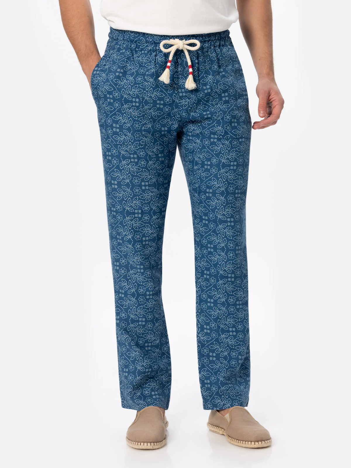 Calais blue sashiko linen pants