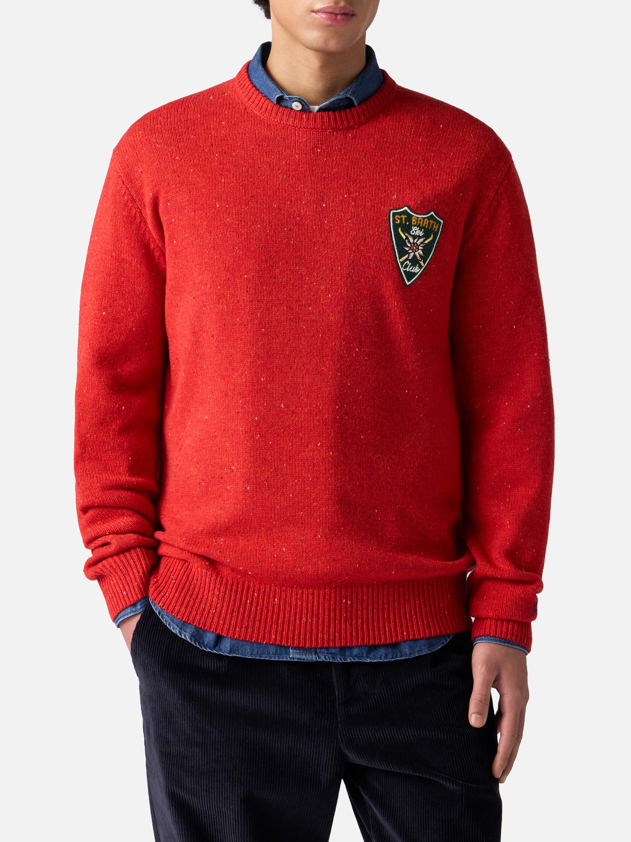 Heron red sweater with St. Barth patch