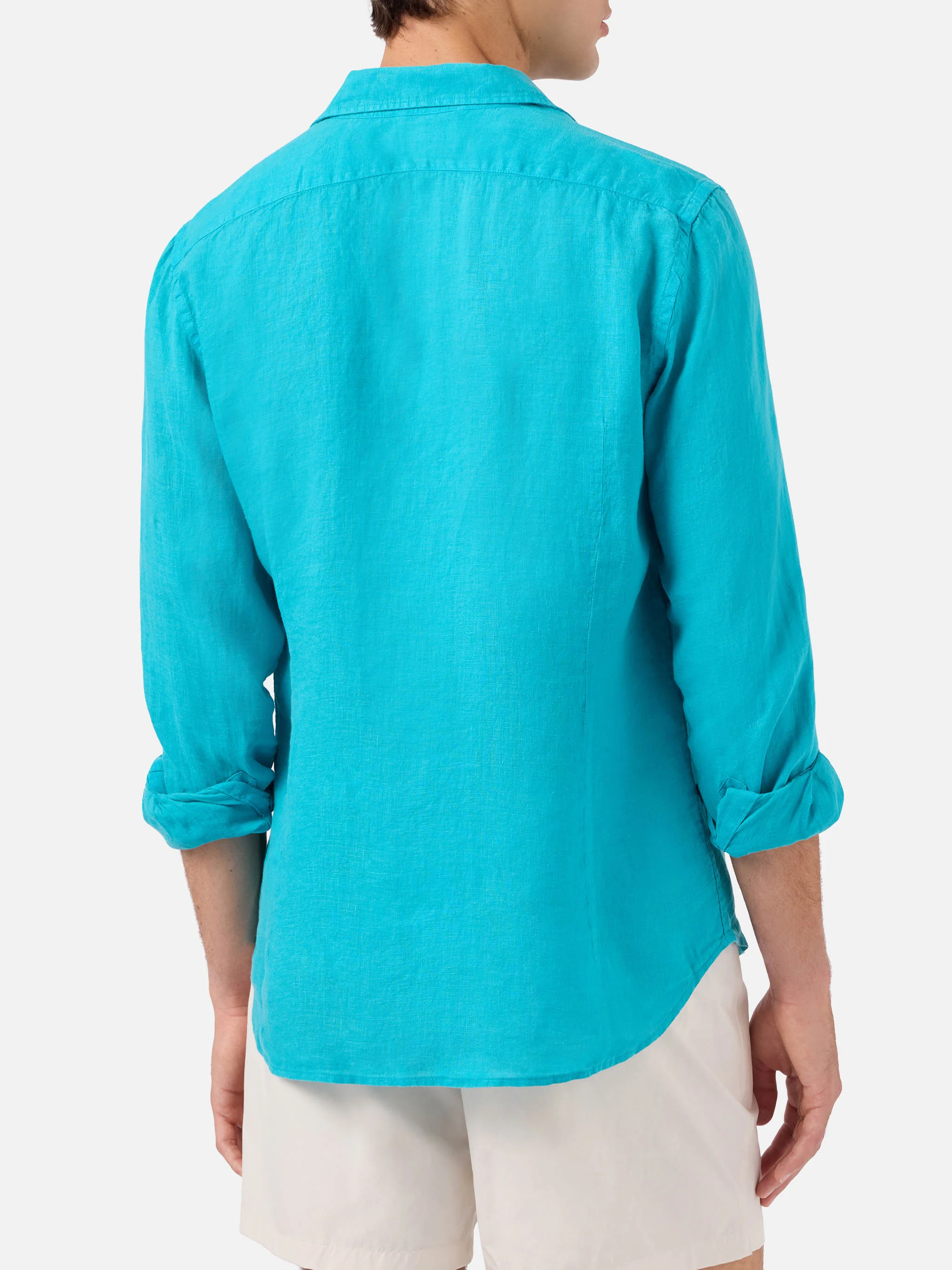 Pamplona linen shirt in teal green - Image 3