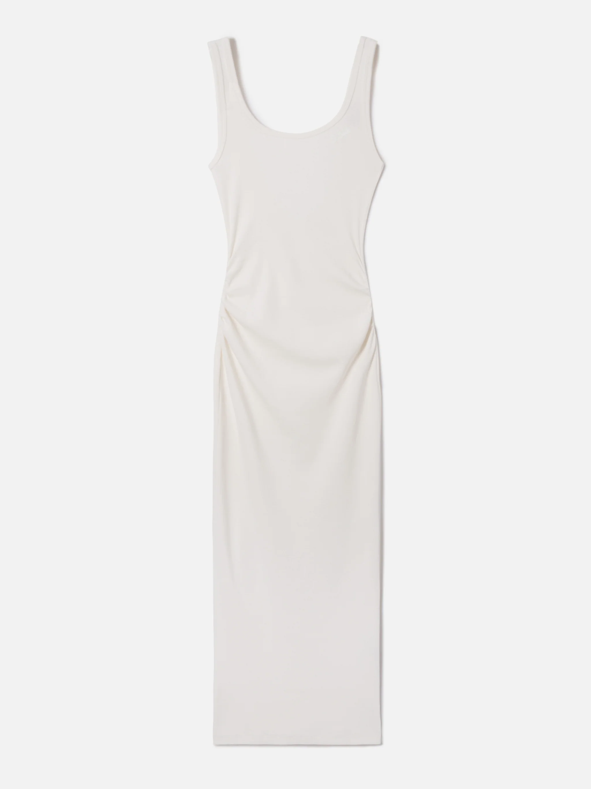 Midi Jennifer dress in cream ribbed stretch cotton fabric - Image 4
