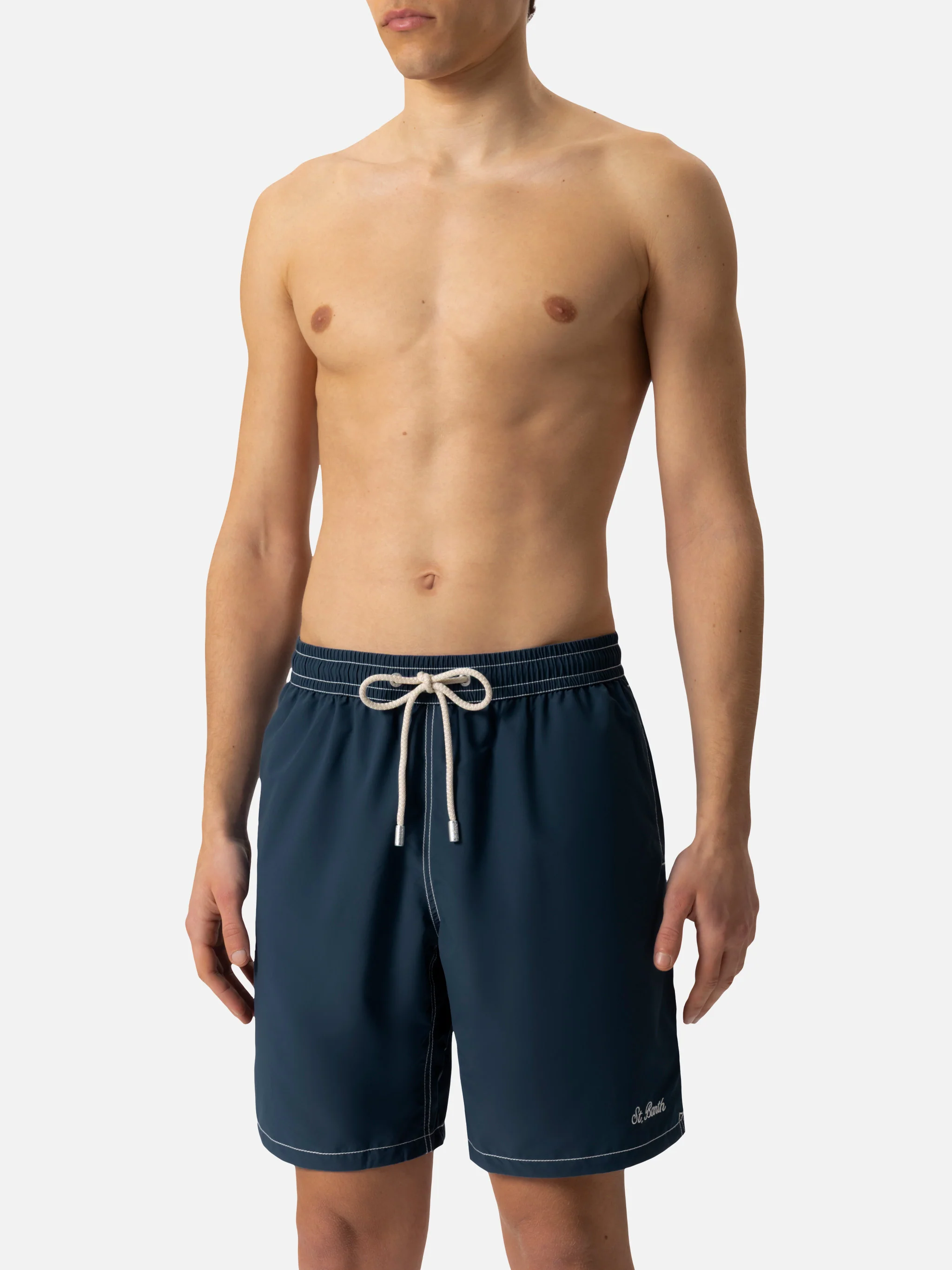 Navy blue long swim shorts Patmos - Image 3