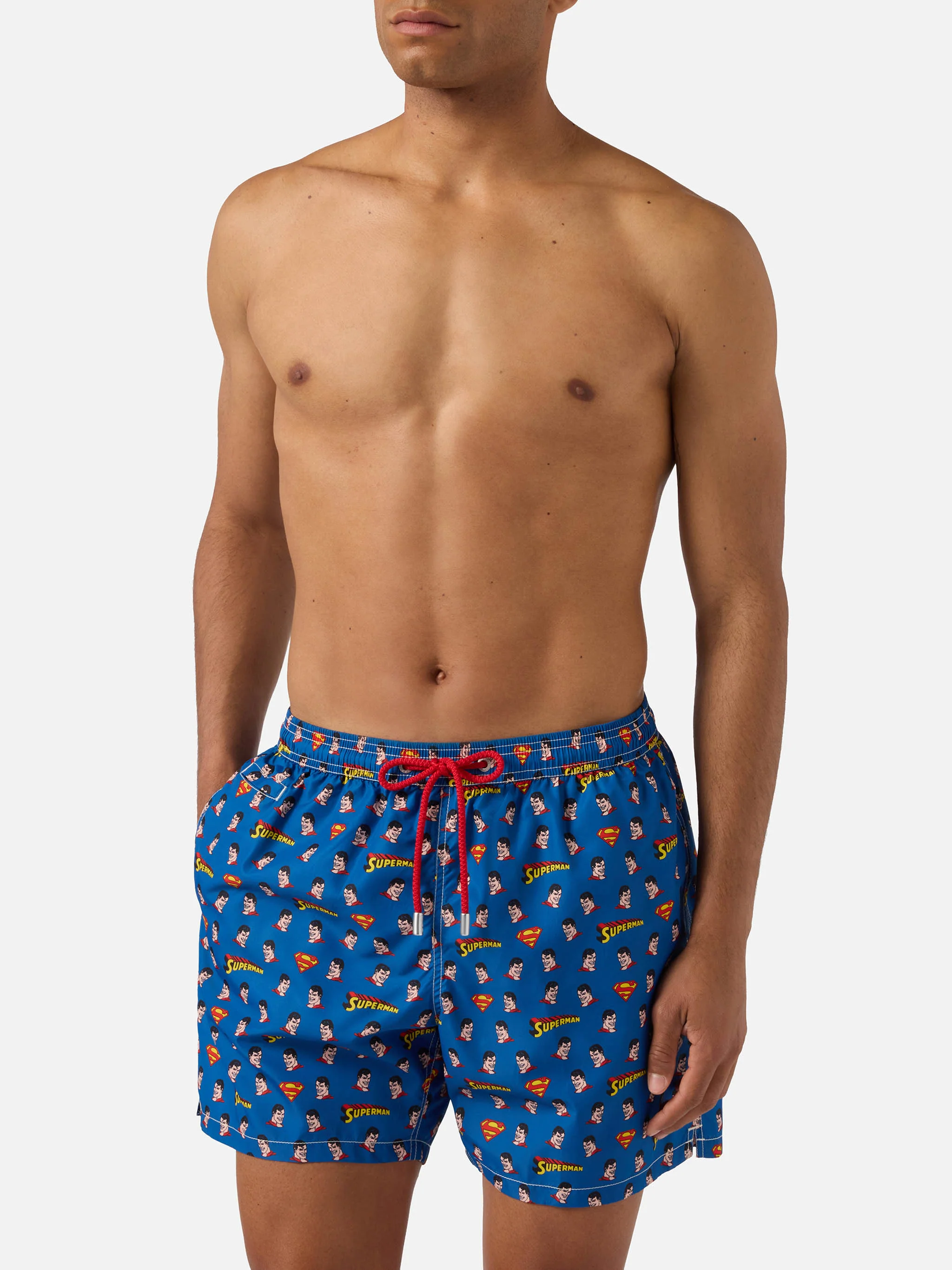 Navy Lighting Micro swim shorts with Superman print | Special Edition - Image 3