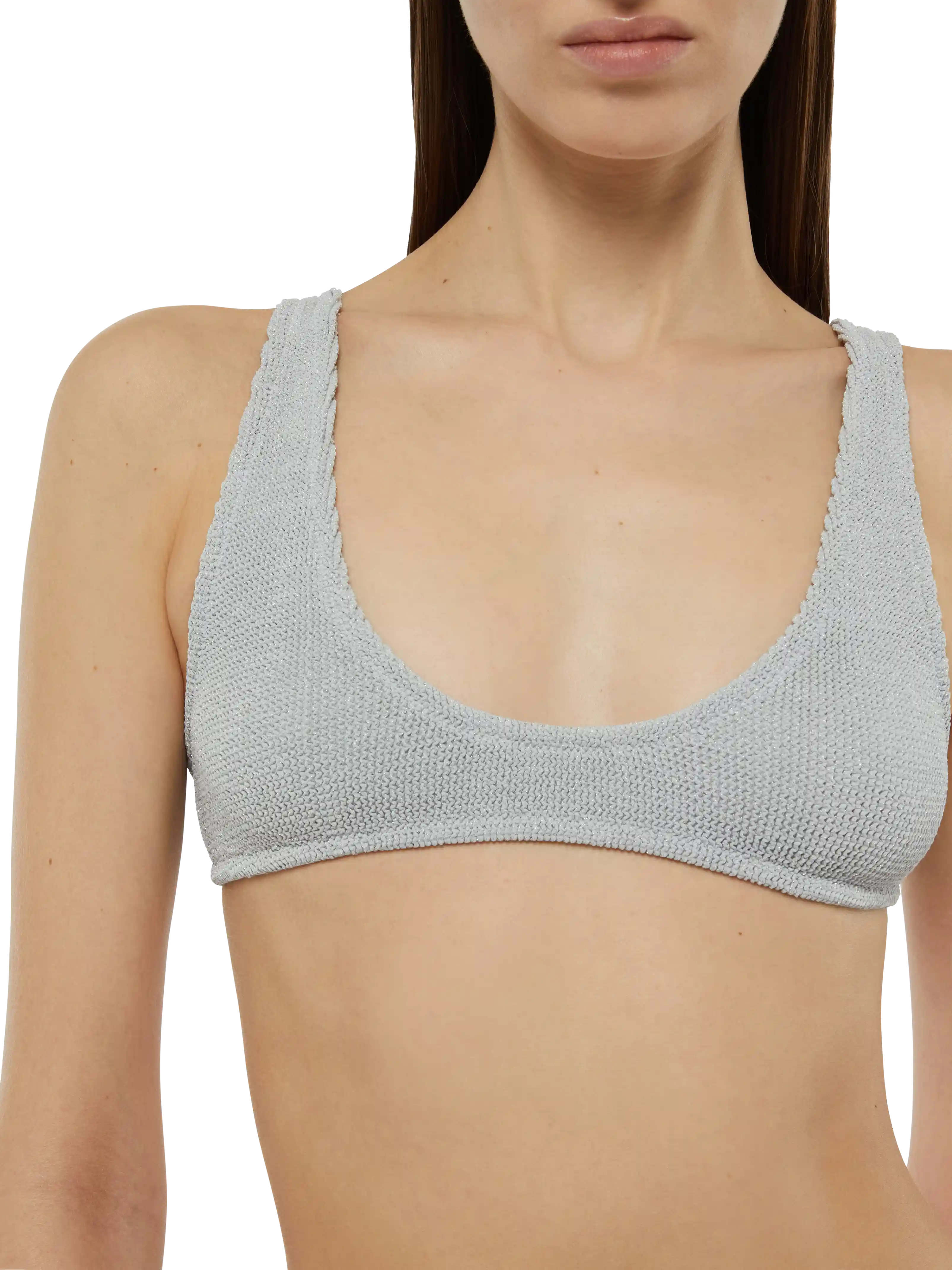 Pamy lurex silver tiny crinkle bralette - Image 3