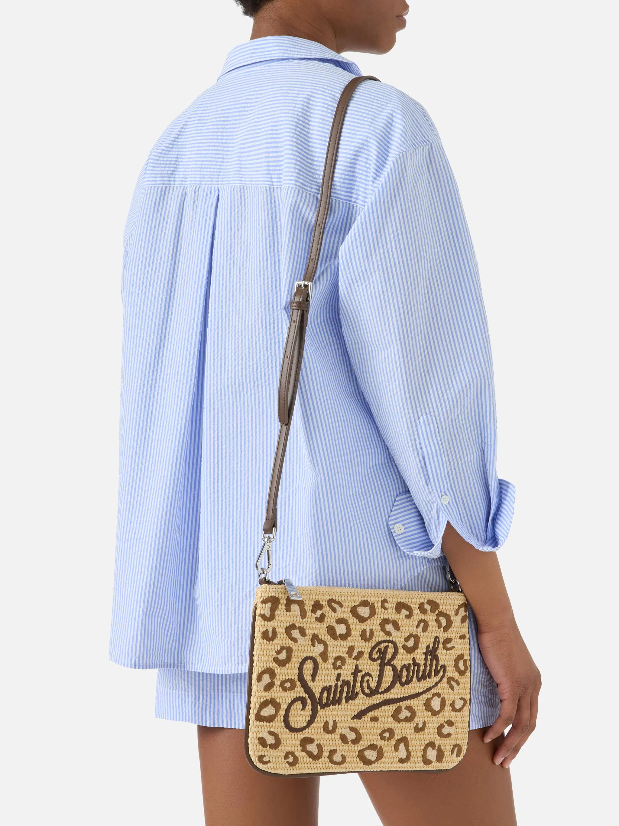 Parisienne embroidered leopard pouch with removable strap - Image 2