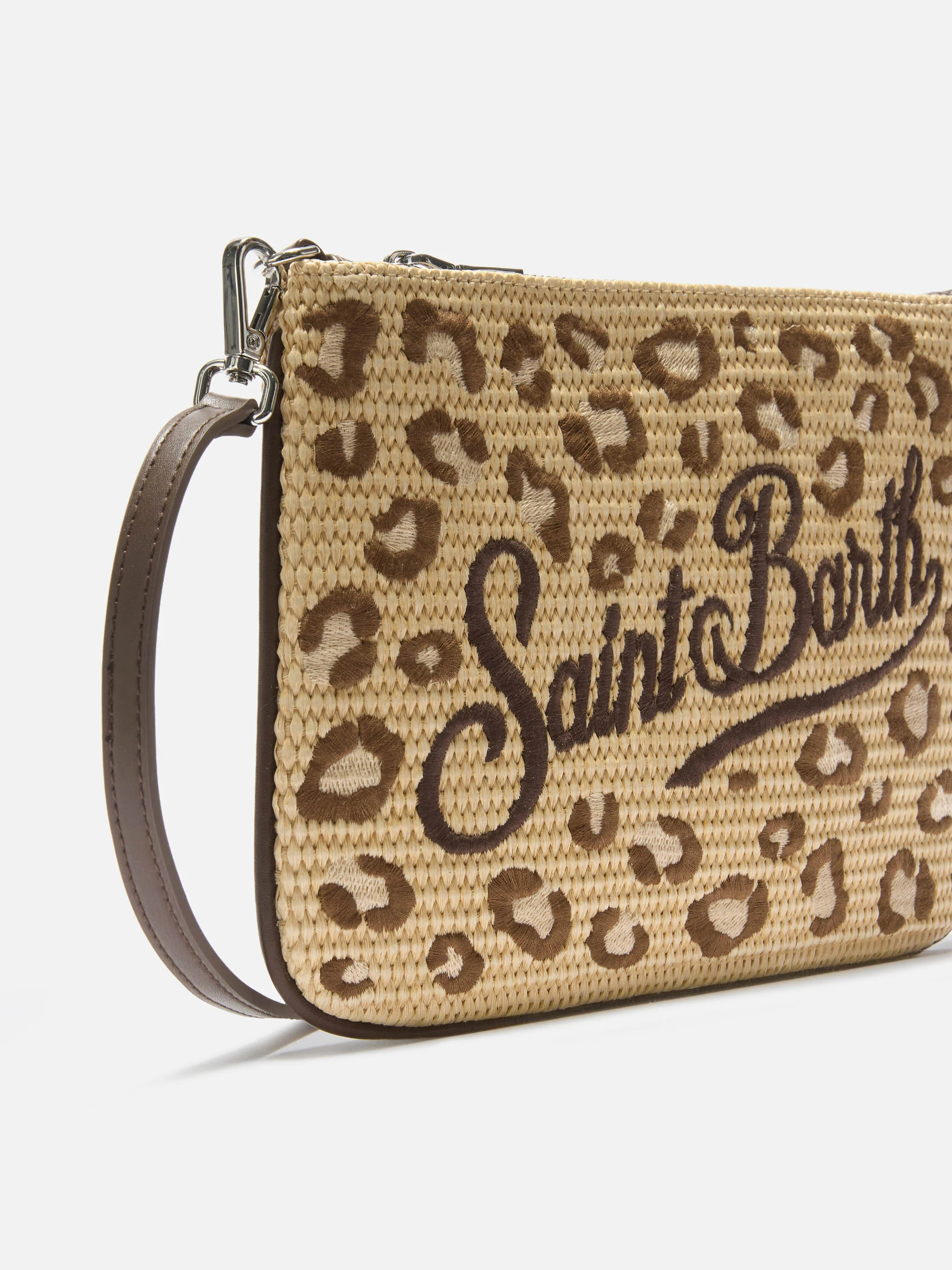 Parisienne embroidered leopard pouch with removable strap - Image 3