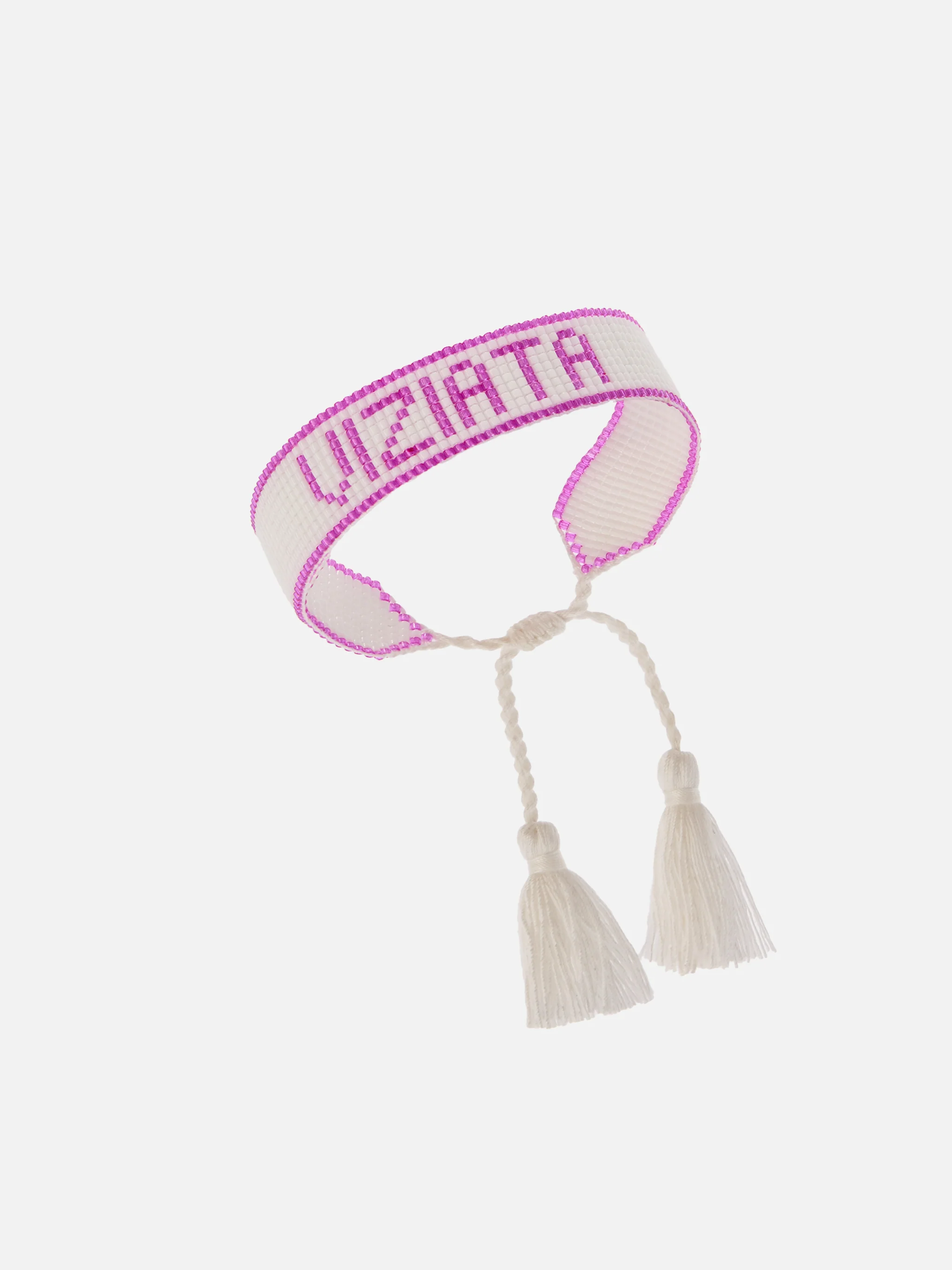 Pink fabric bracelet with Viziata beaded lettering - Image 2