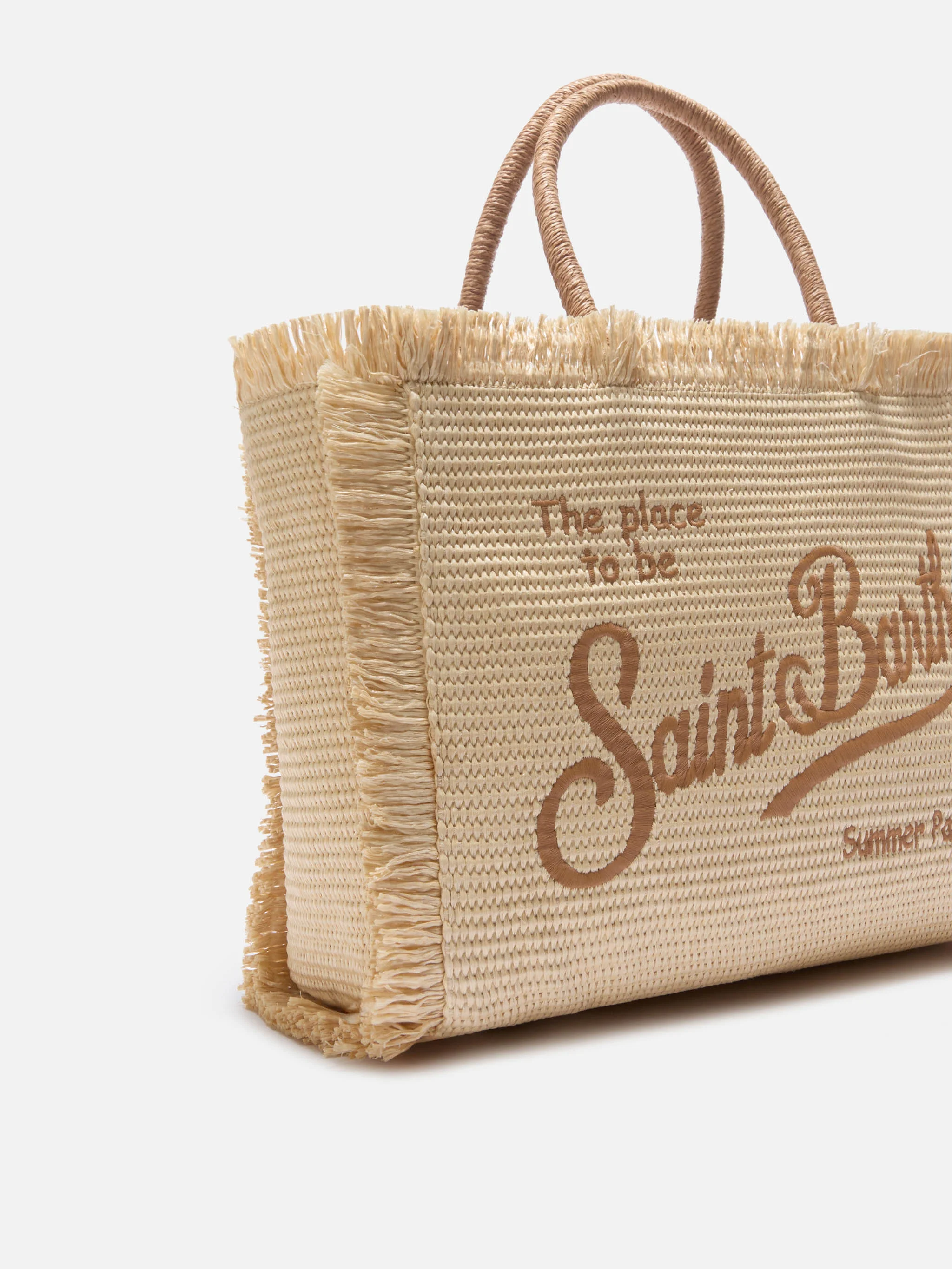 Regular Vanity straw effect bag with embroidered logo - Image 3