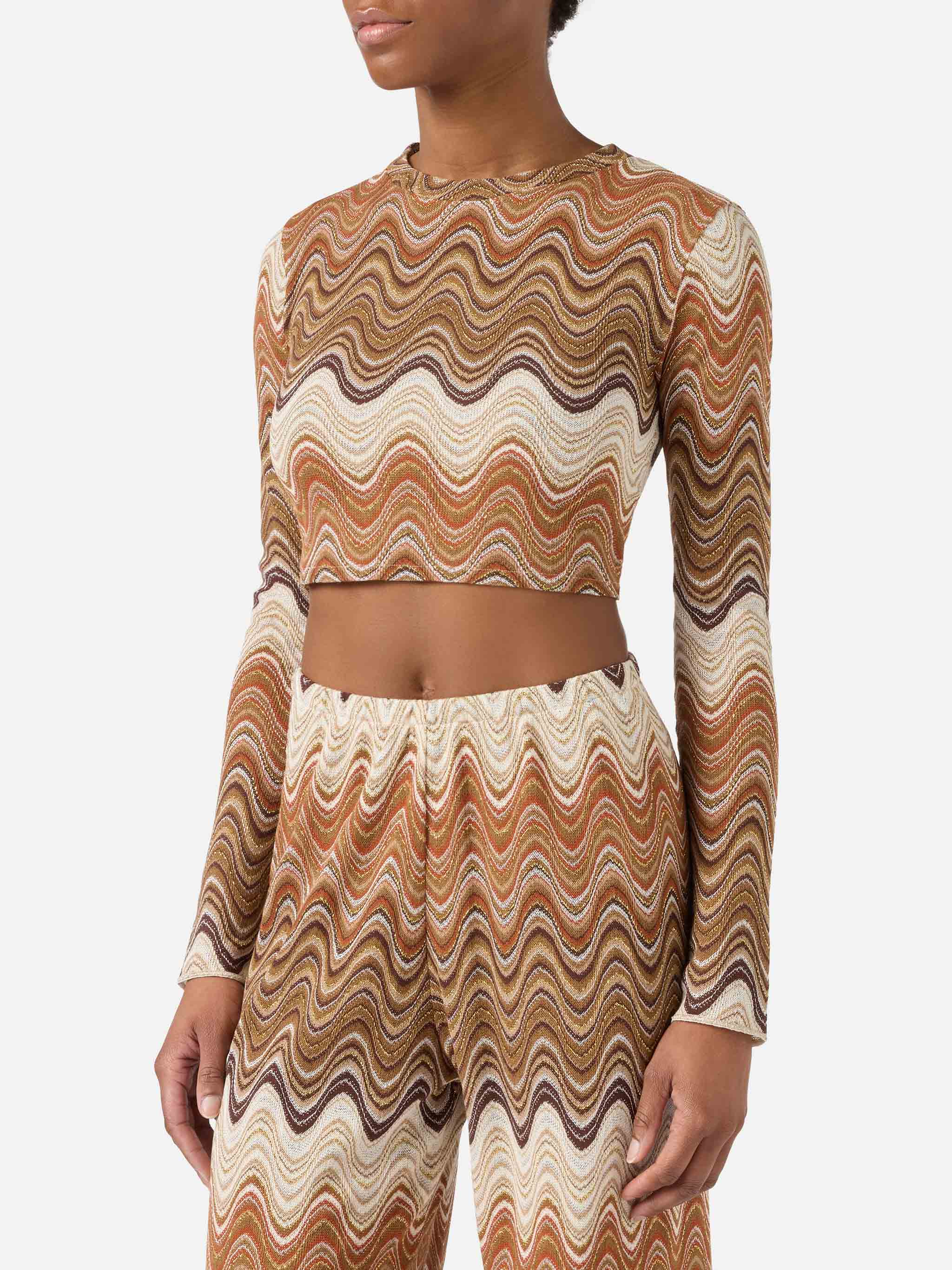 Siviglia cropped degradé raschel top with wave pattern - Image 2
