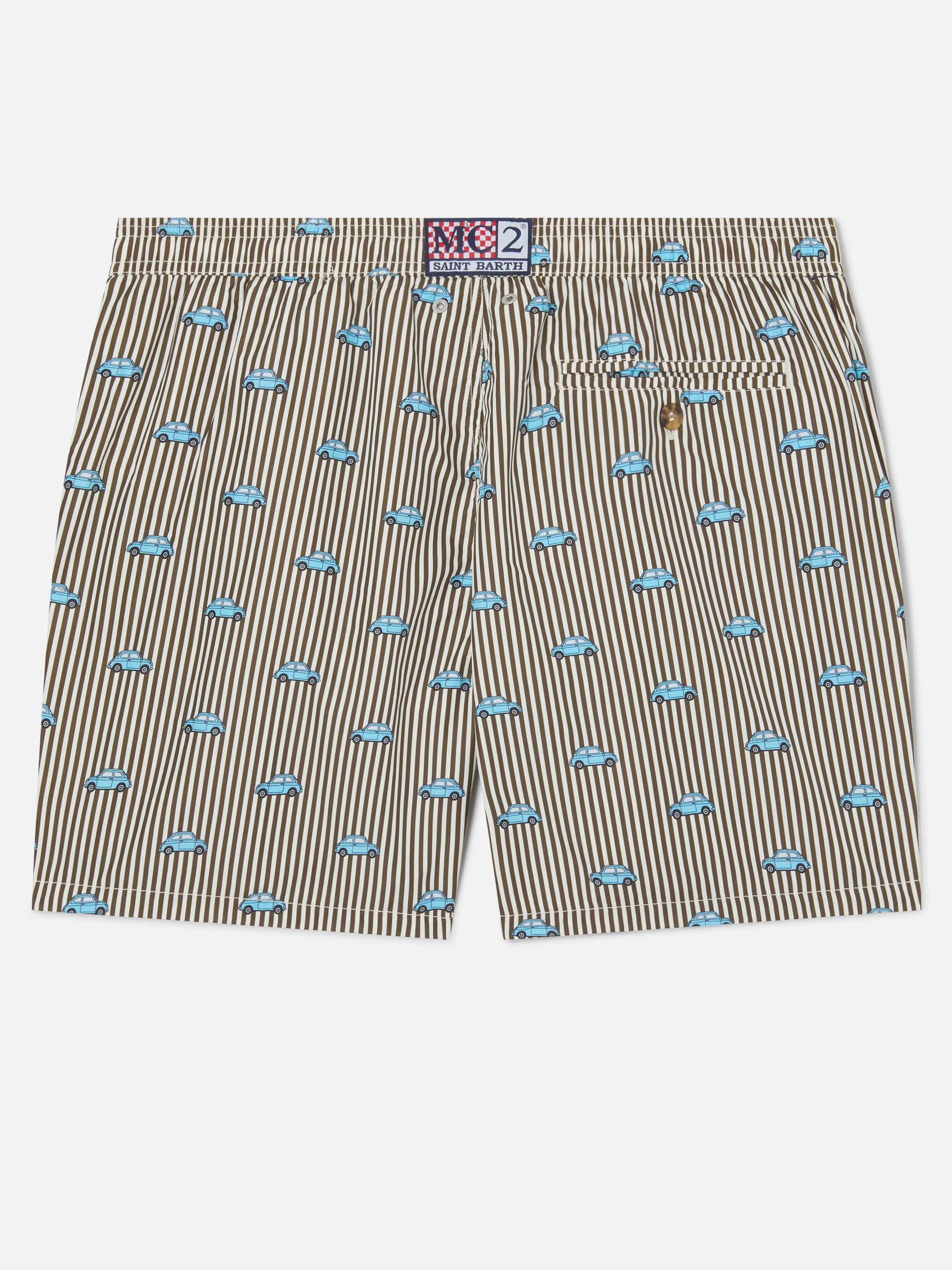 Striped Lighting Micro swim shorts with Fiat 500 print | Special edition - Image 2