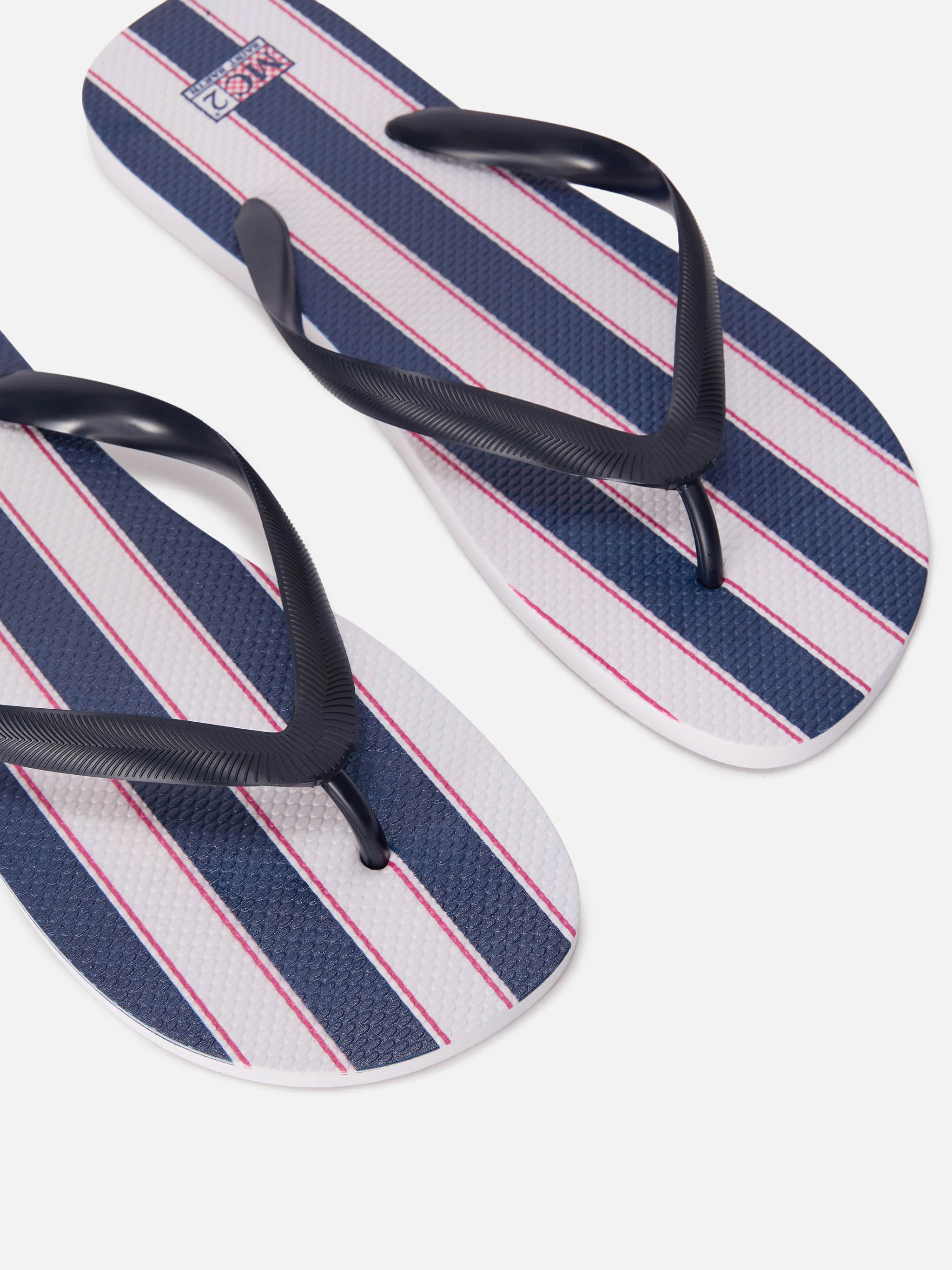 Tommy rubber slip-on flip flops with blue and white wide stripes - Image 3