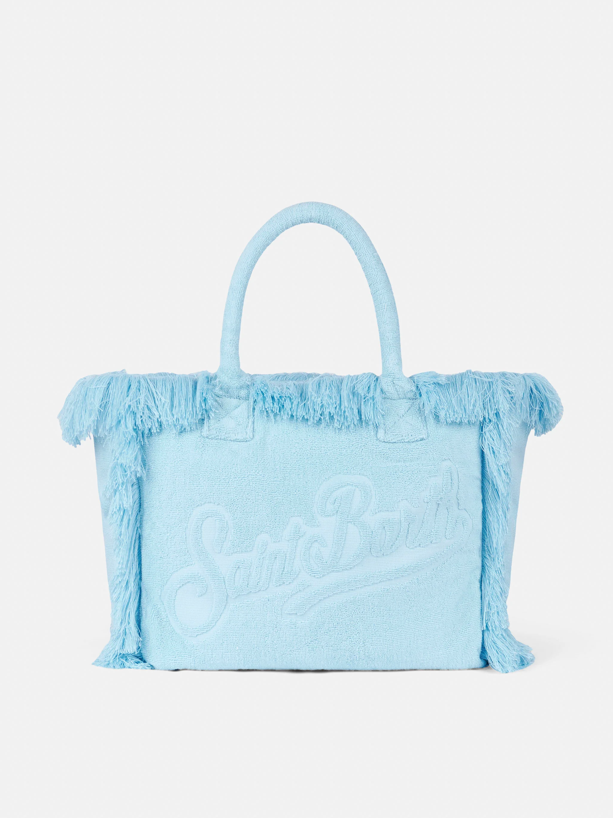 Vanity Terry light blue tote bag with embossed logo - Image 3
