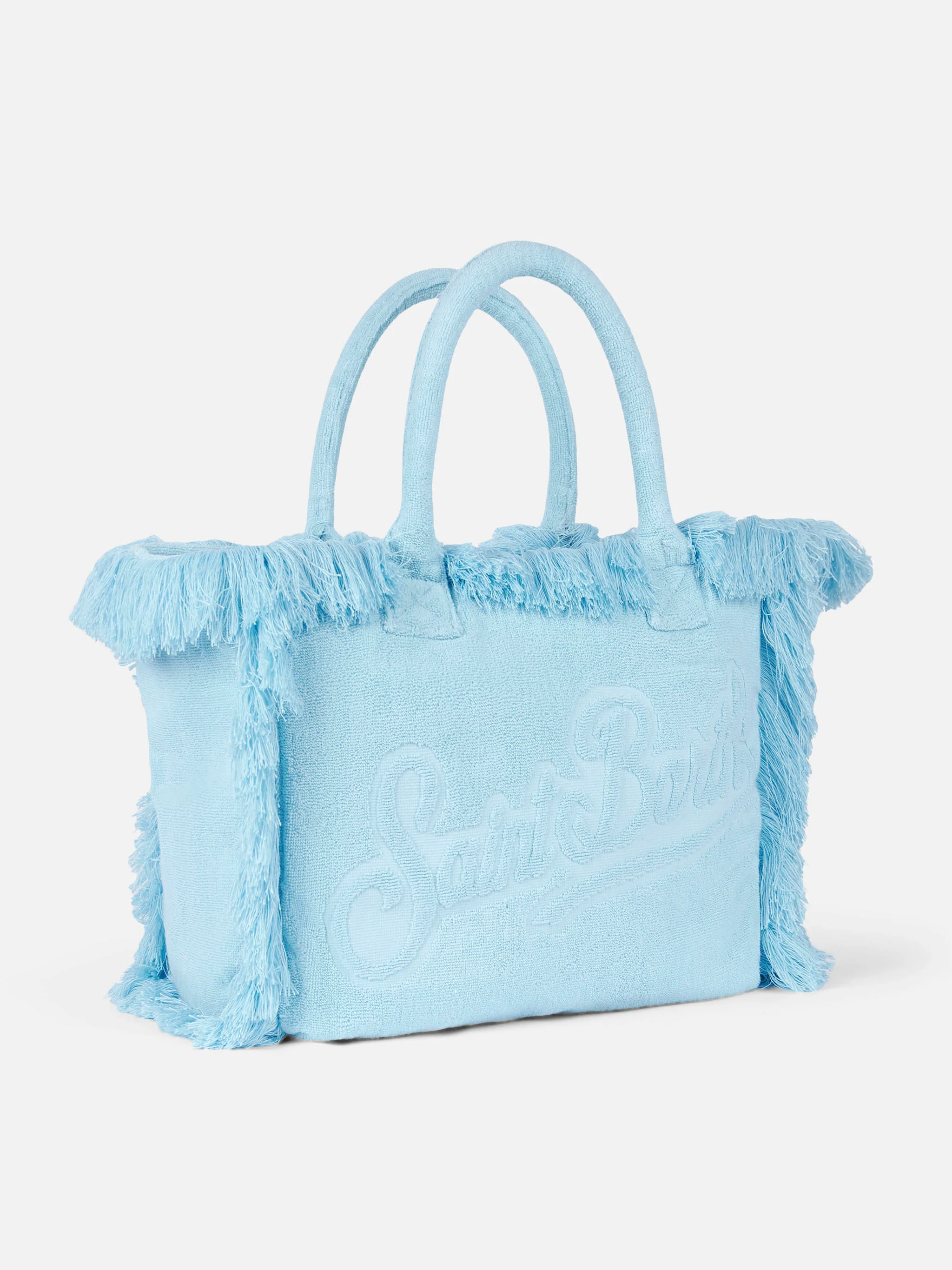 Vanity Terry light blue tote bag with embossed logo - Image 5